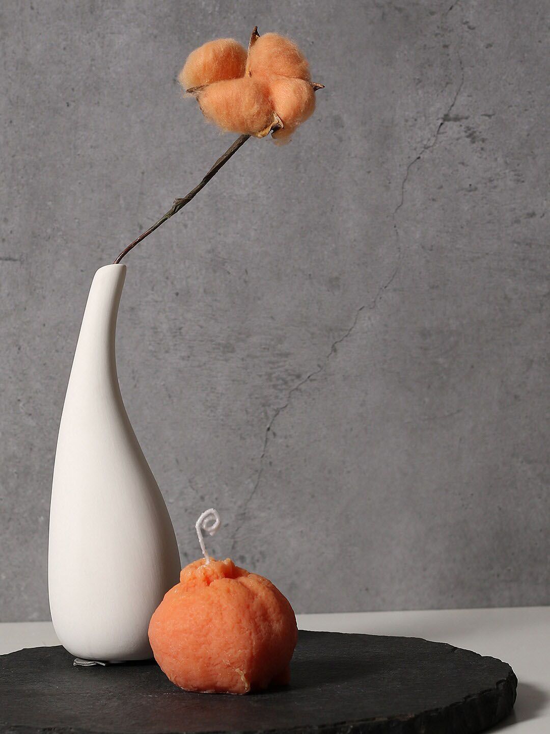 Bonhomie Orange Shaped Wax Scented 1 Wick Scented Solid Round Regular Pillar Candles