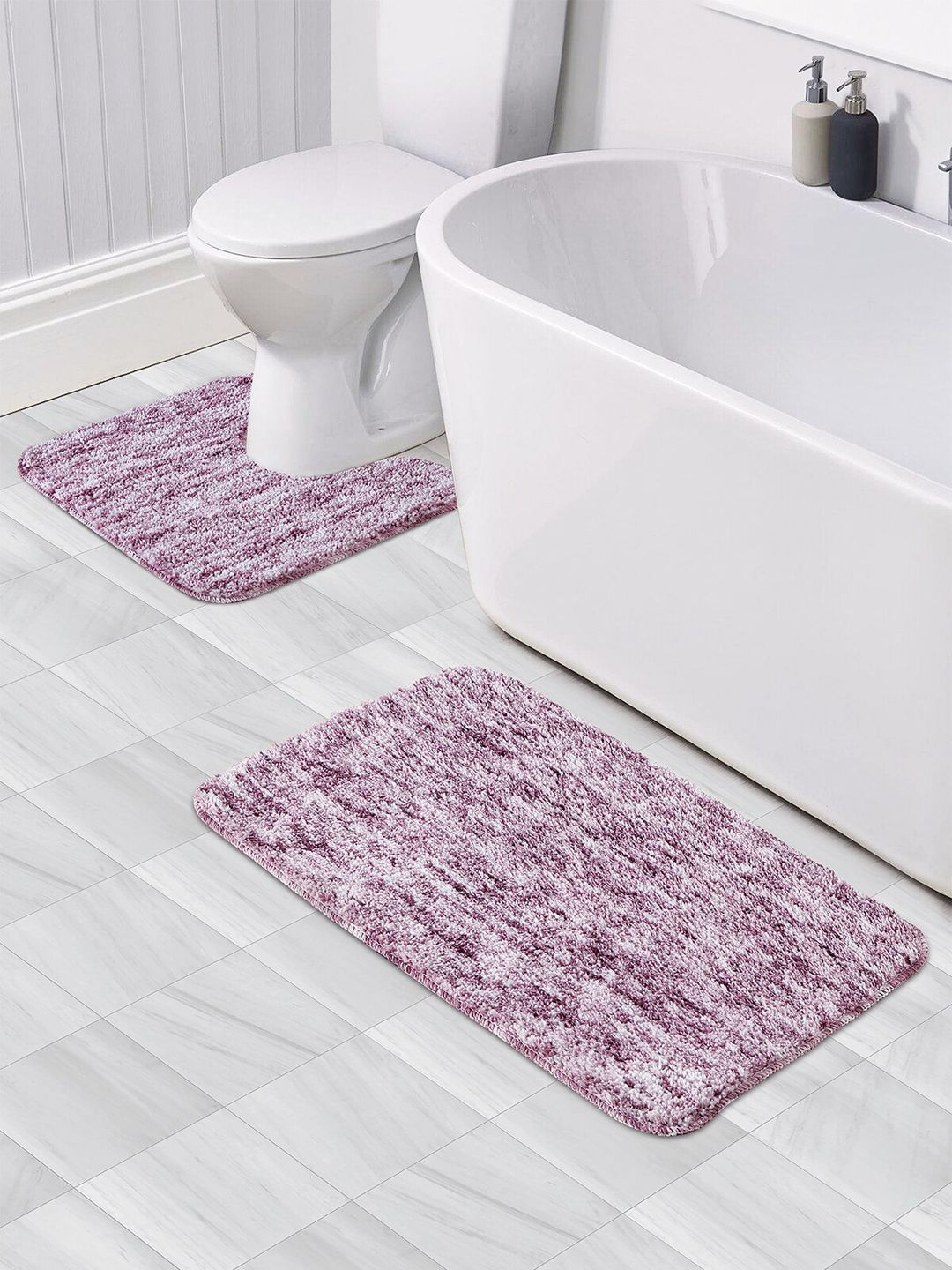 OBSESSIONS Pack Of 2 Purple Anti-Skid 1300 GSM Bath Rug