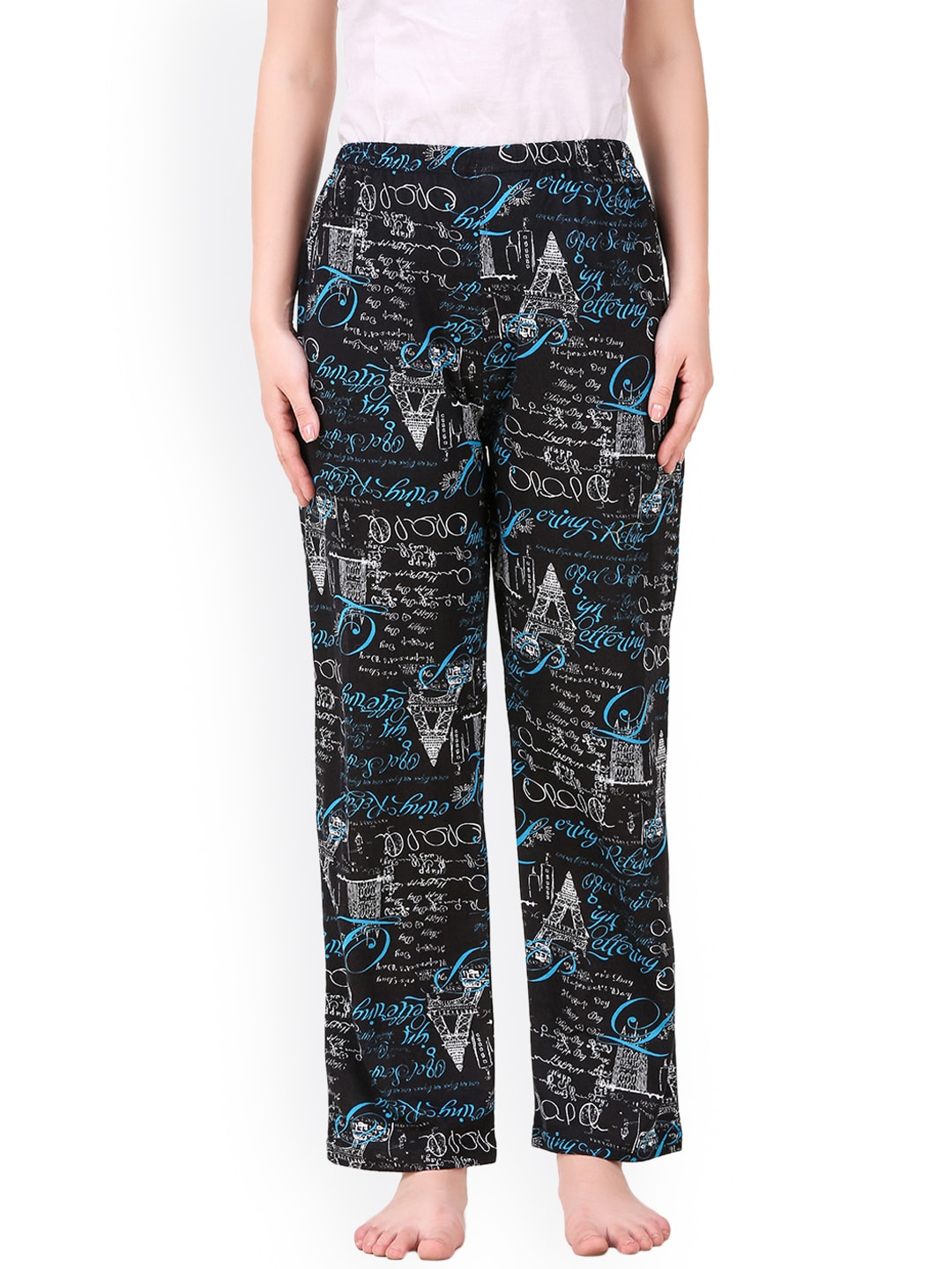 Masha Black, Blue & White Printed Pyjamas PJ-A4-53 Price in India