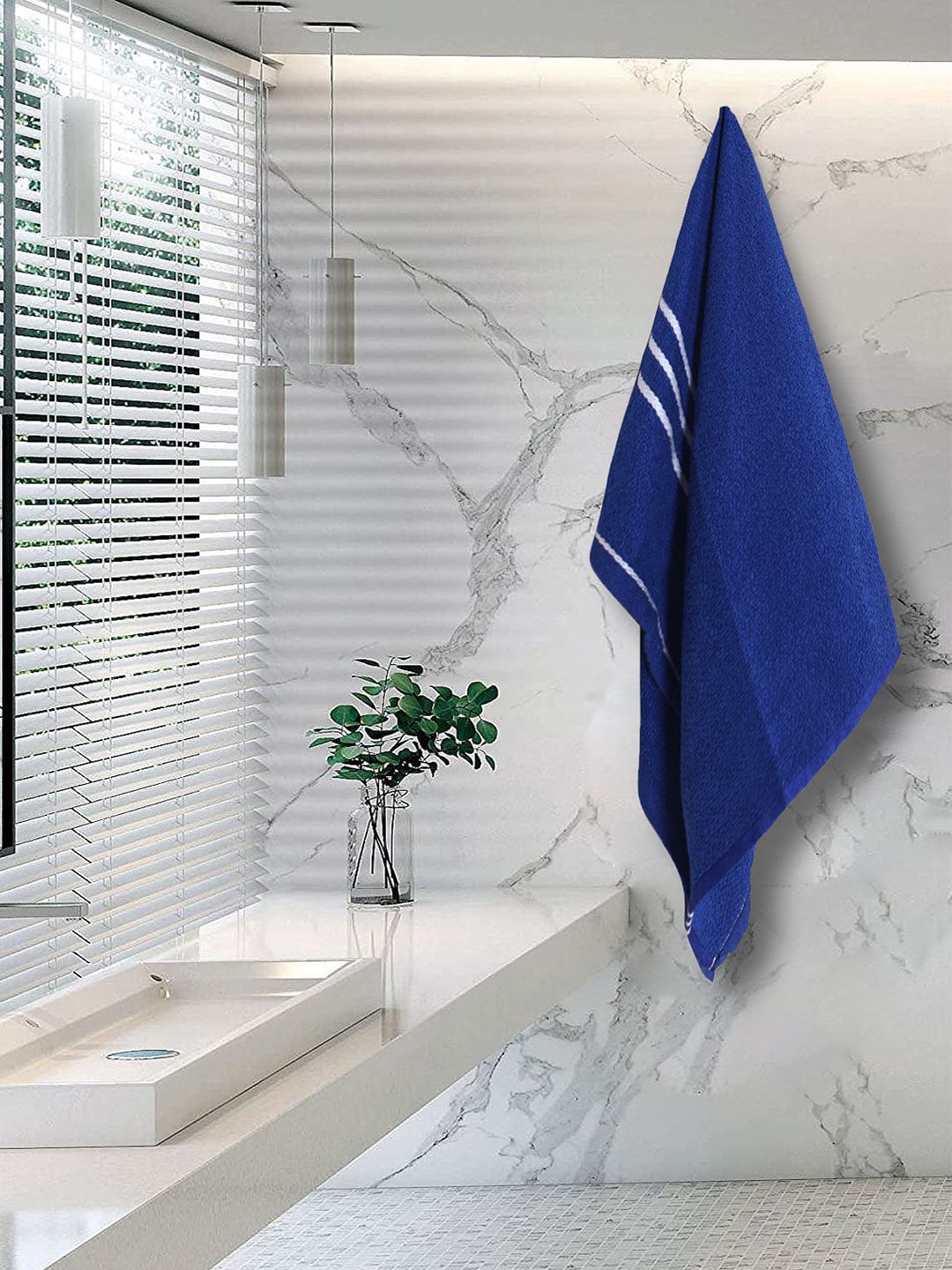 Kuber Industries Blue Set Of 3 400 GSM Super Absorbent Pure Cotton Towels