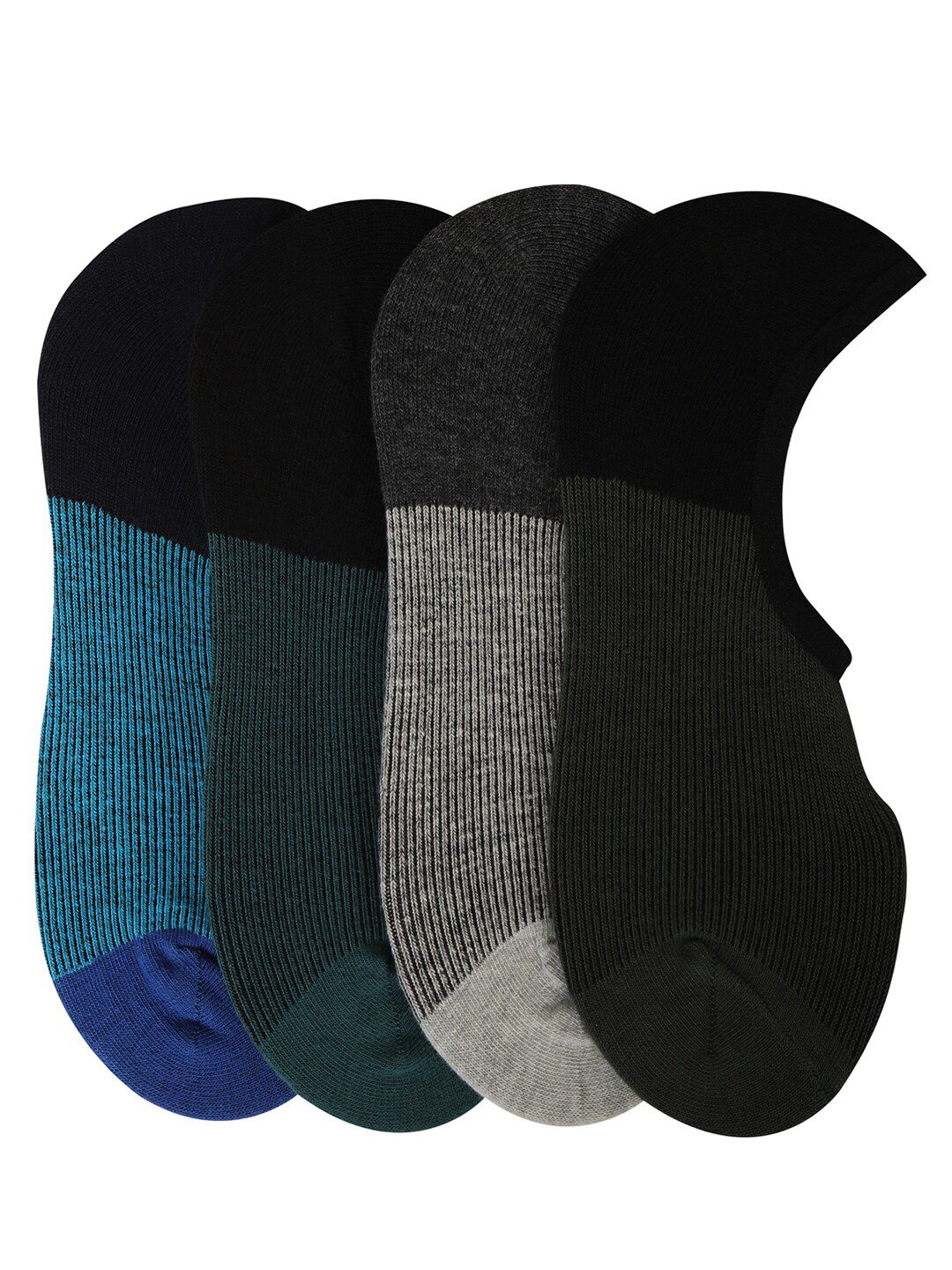 THE DAILY OUTFITS Men Pack Of 4 Colourblocked Shoe Liner Socks