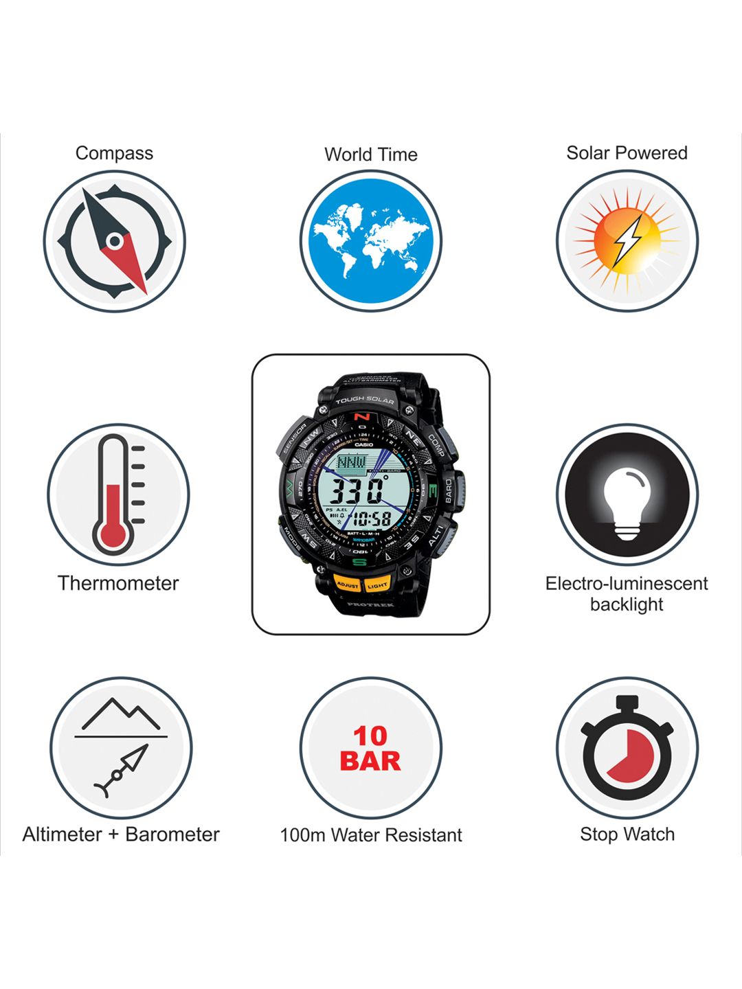 Buy Casio Protrek Outdoor Men Black Digital watch SL47 PRG-240-1DR