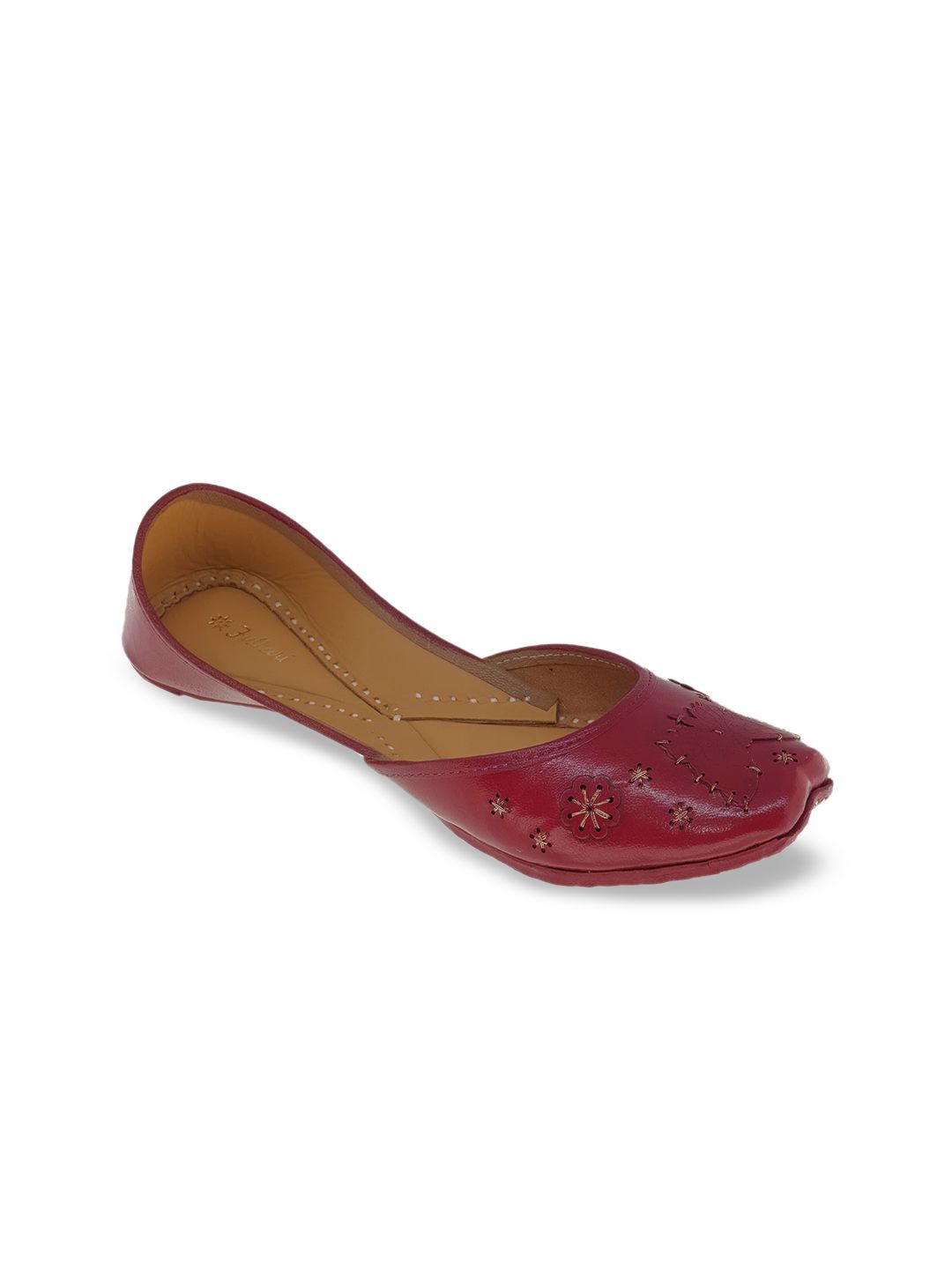 Fulkari Women Maroon Embellished Ethnic Mojaris