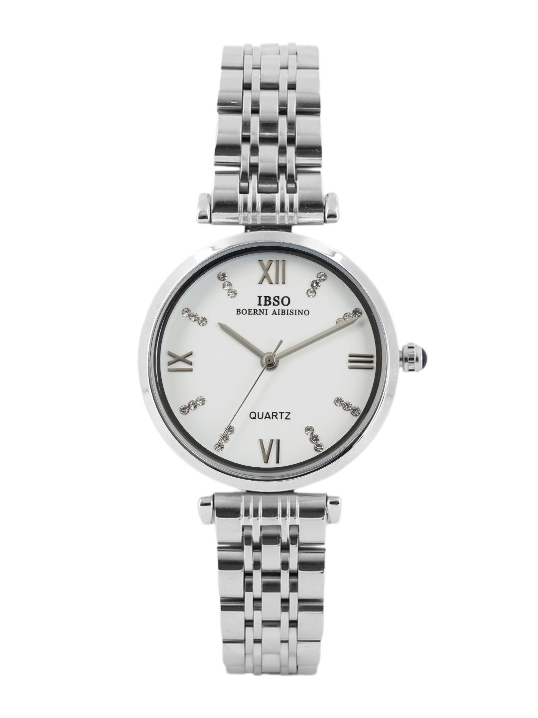 IBSO Women White Embellished Dial & Silver Toned Analogue Watch S3873LWH Price in India