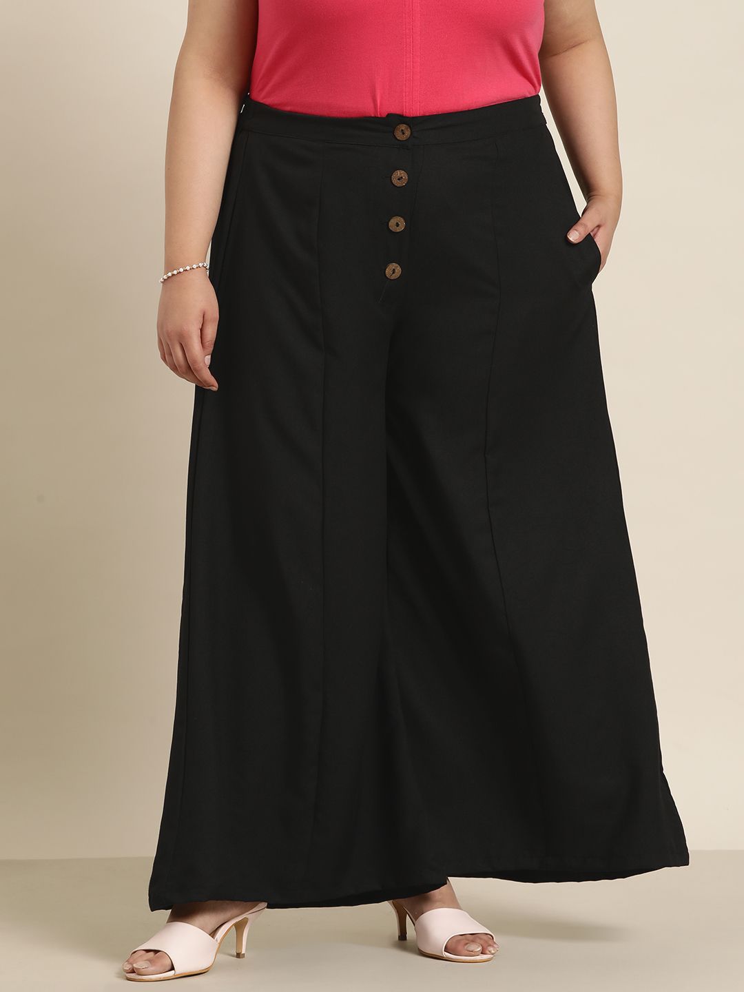 Sztori Women Plus Size Solid Parallel Trousers Price in India