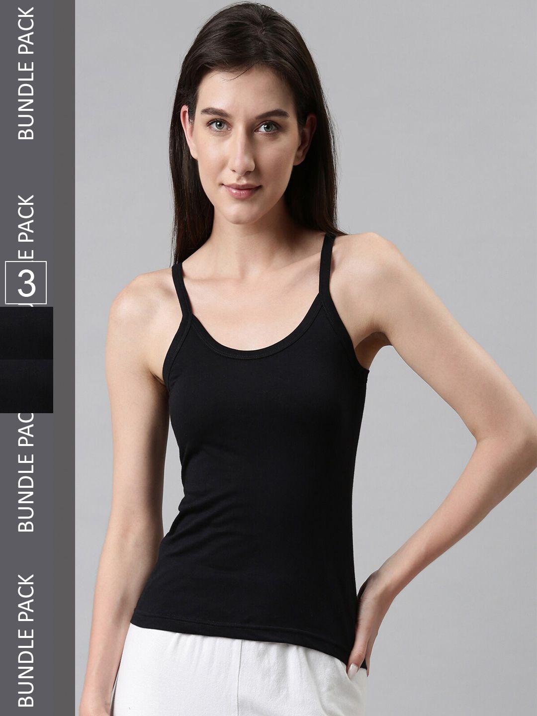 DIXCY SCOTT Slimz Pack Of 3 Black Cotton Camisoles