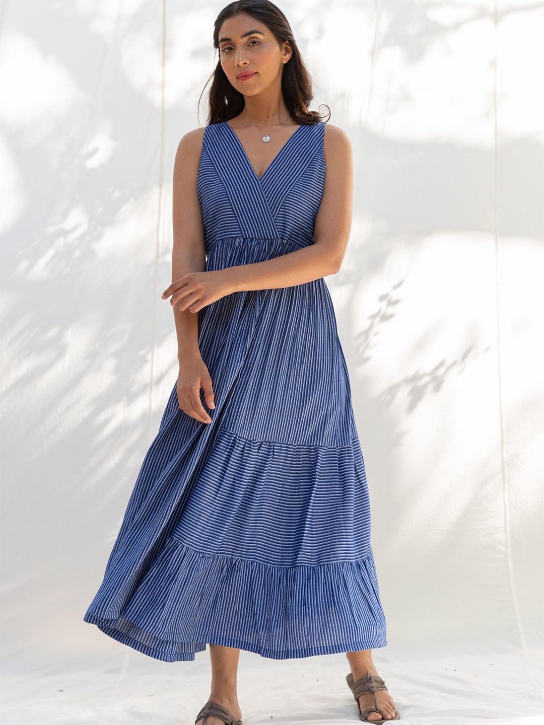 MYAARA Blue Cotton Maxi Dress Price in India