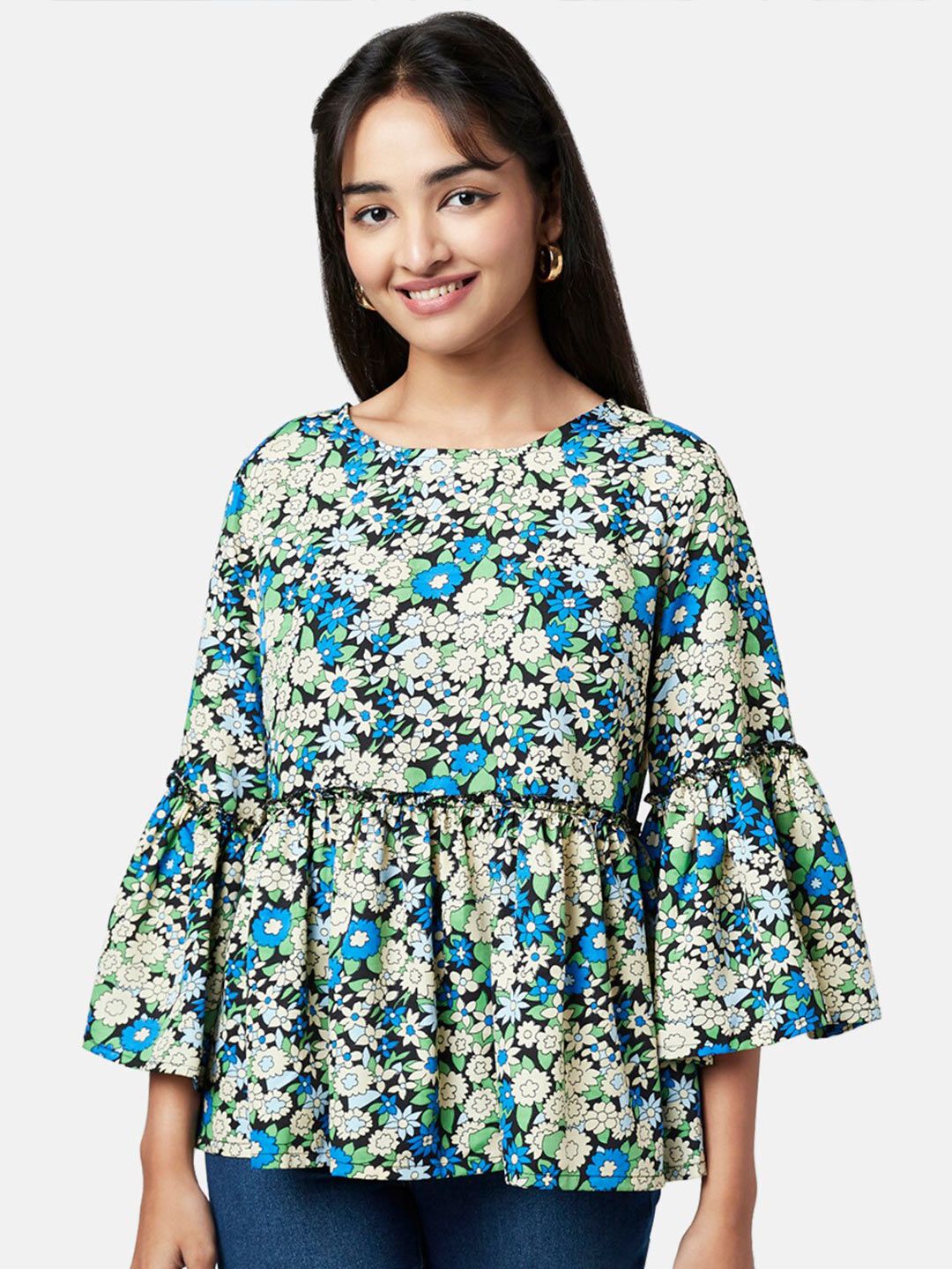 YU by Pantaloons Blue Floral Print Top Price in India