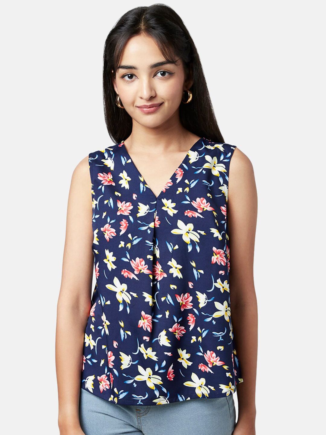 YU by Pantaloons Floral Printed V-Neck Top Price in India