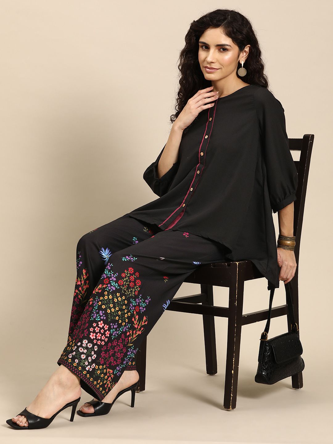 Anouk Women High-Low Hem Kurta with Palazzos Price in India