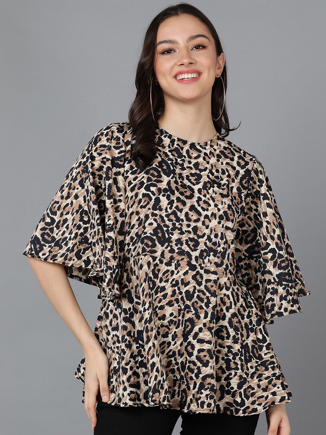 ZNX Clothing Animal Printed Boat Neck A-Line Top Price in India