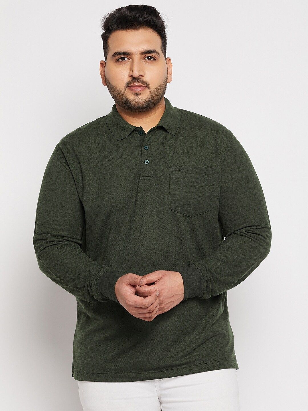 Adobe Men Plus Men Solid Polo Collar T-shirt