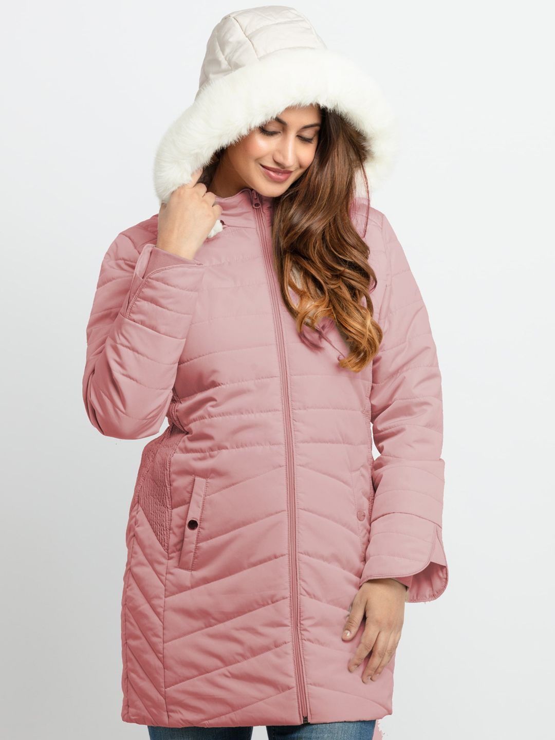 Status Quo Men Pink Longline Parka Jacket