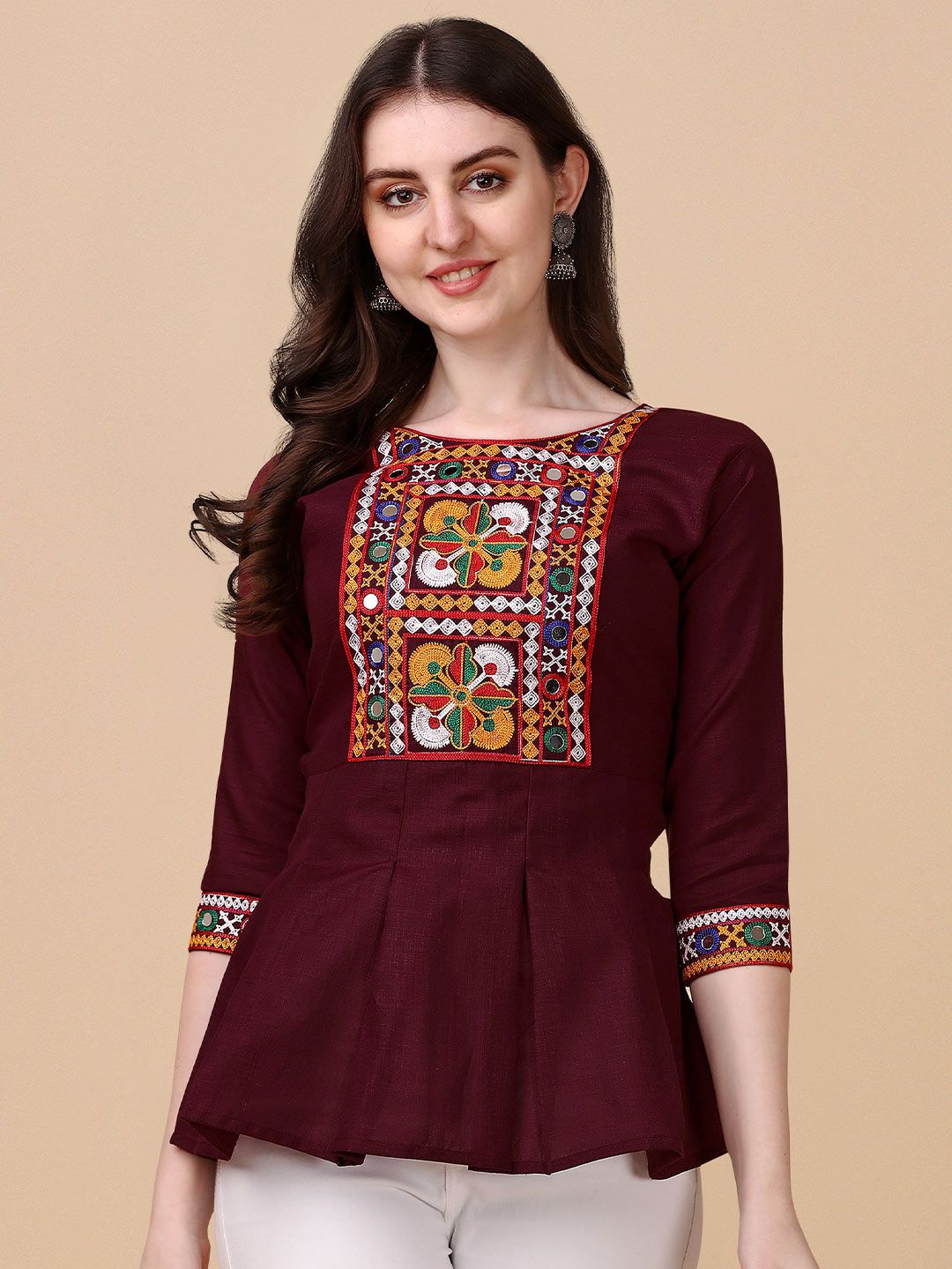 Paralians Embroidered Peplum Top Price in India