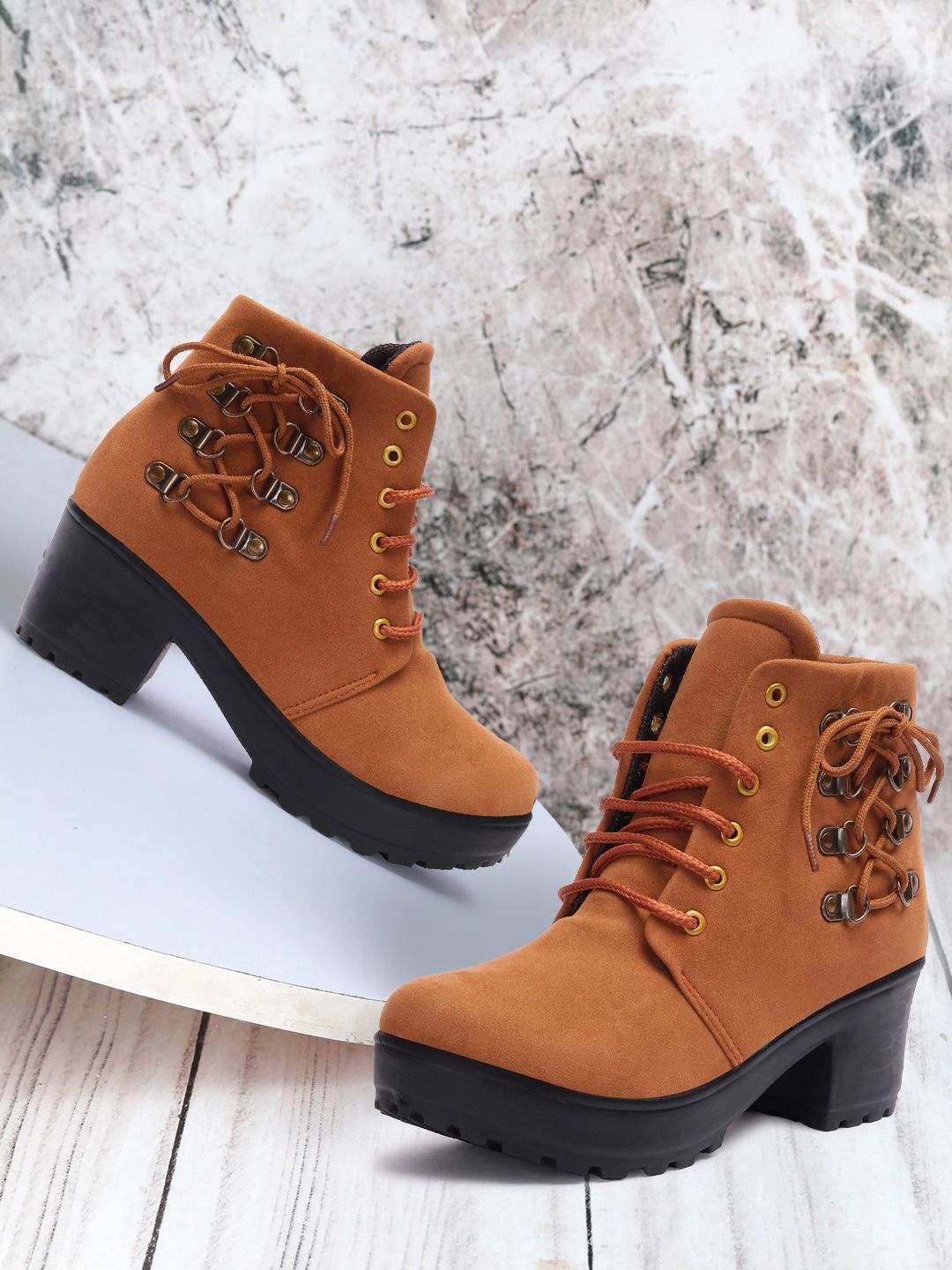 Elibolz Women Tan Suede Fashion Price in India