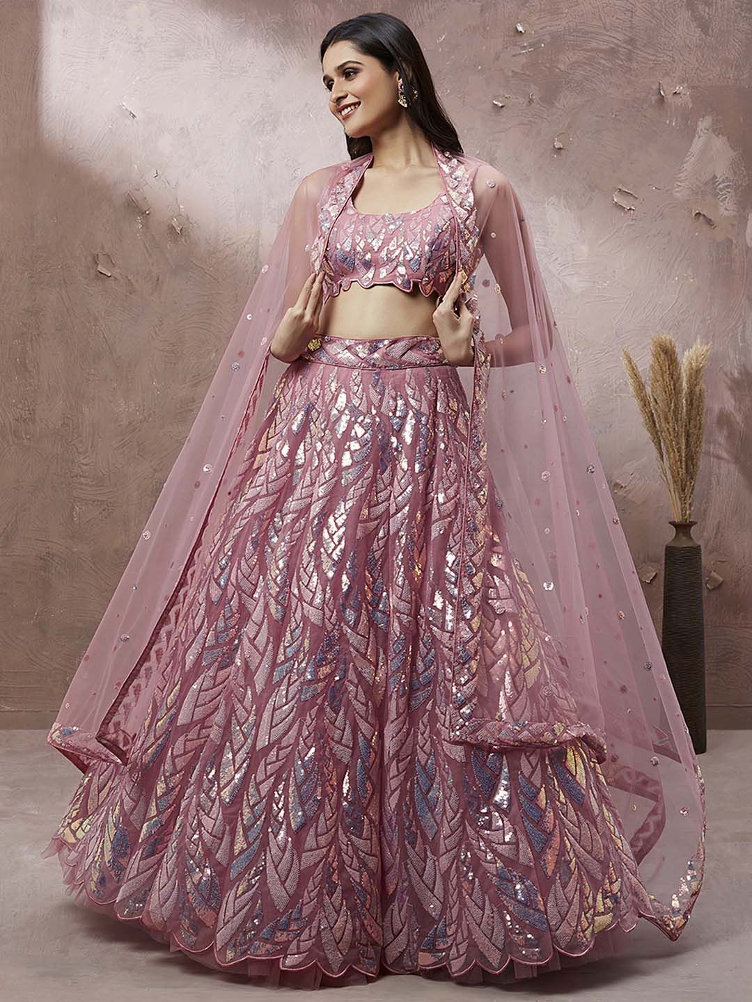 panchhi Embellished Sequinned Semi-Stitched Lehenga & Unstitched Blouse With Dupatta Price in India