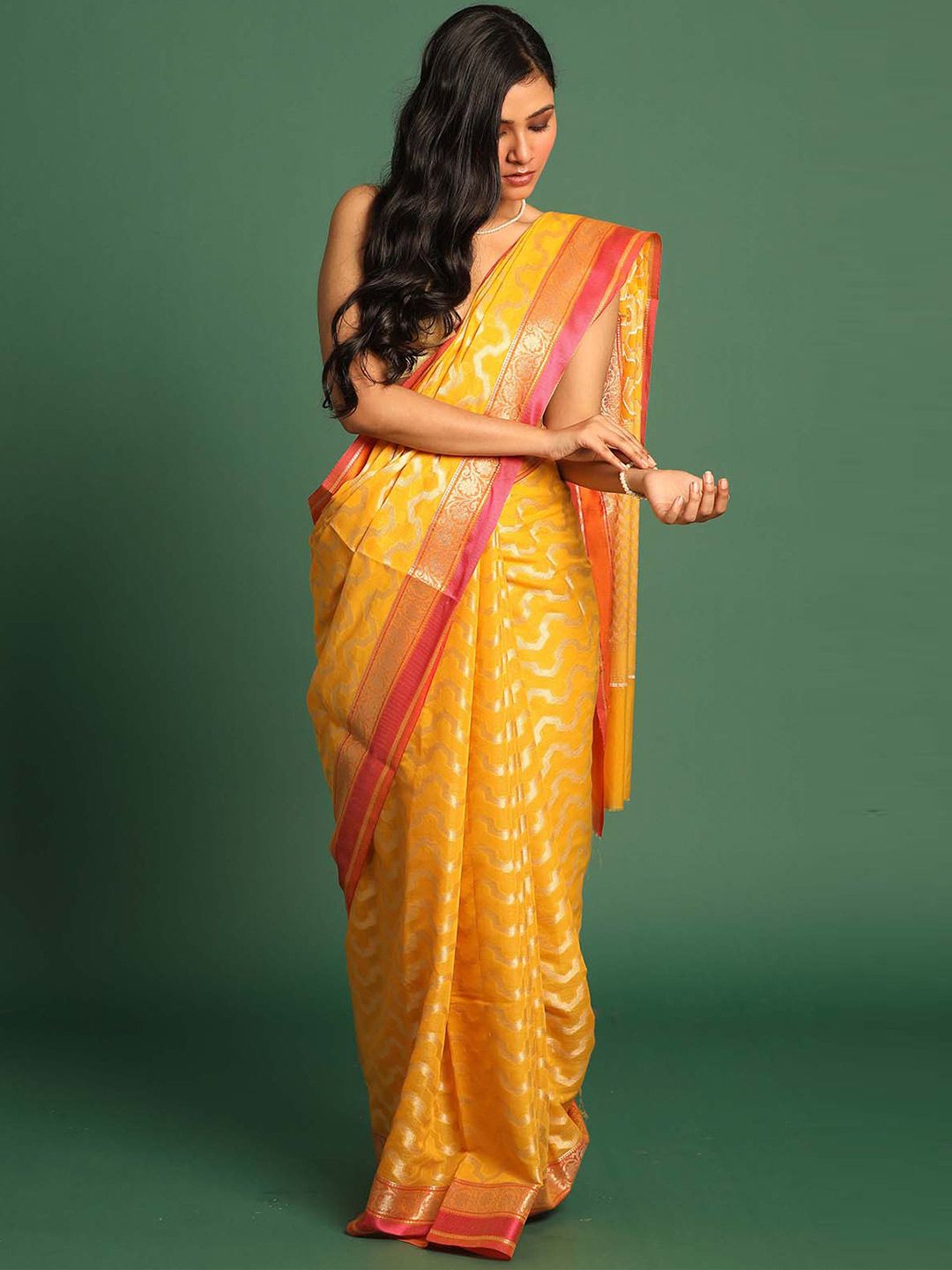 Indethnic Zari Banarasi Saree Price in India