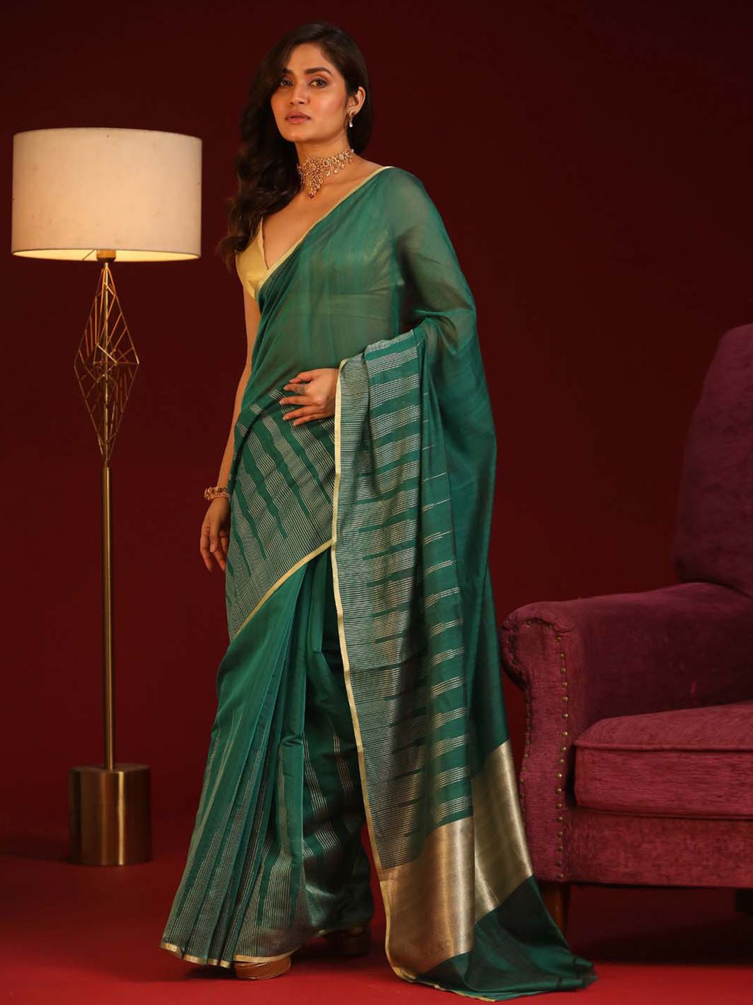 Indethnic Zari Banarasi Saree Price in India