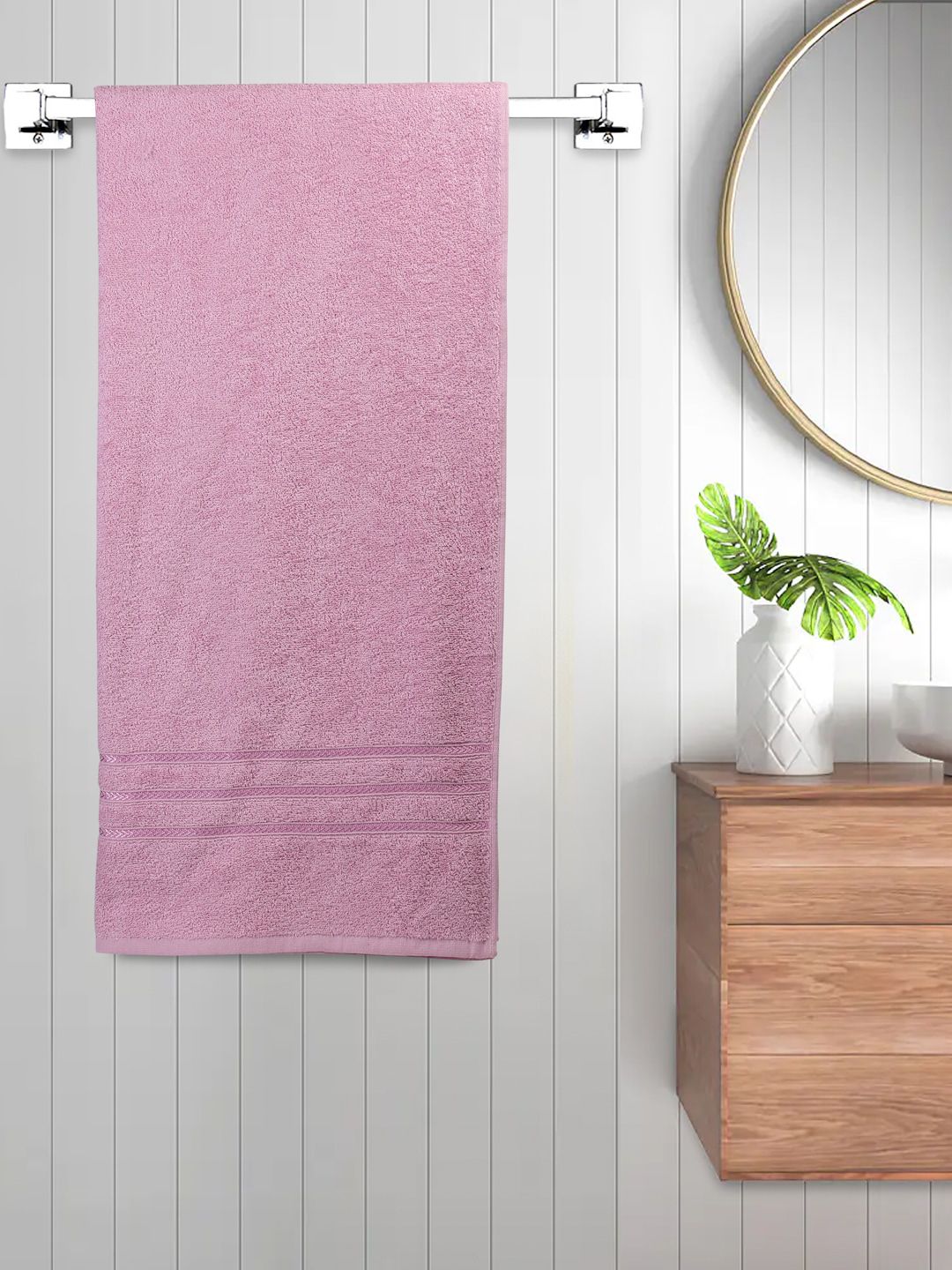 BOMBAY DYEING Flora Pink 350 GSM Soft and Durable Cotton Bath Towels