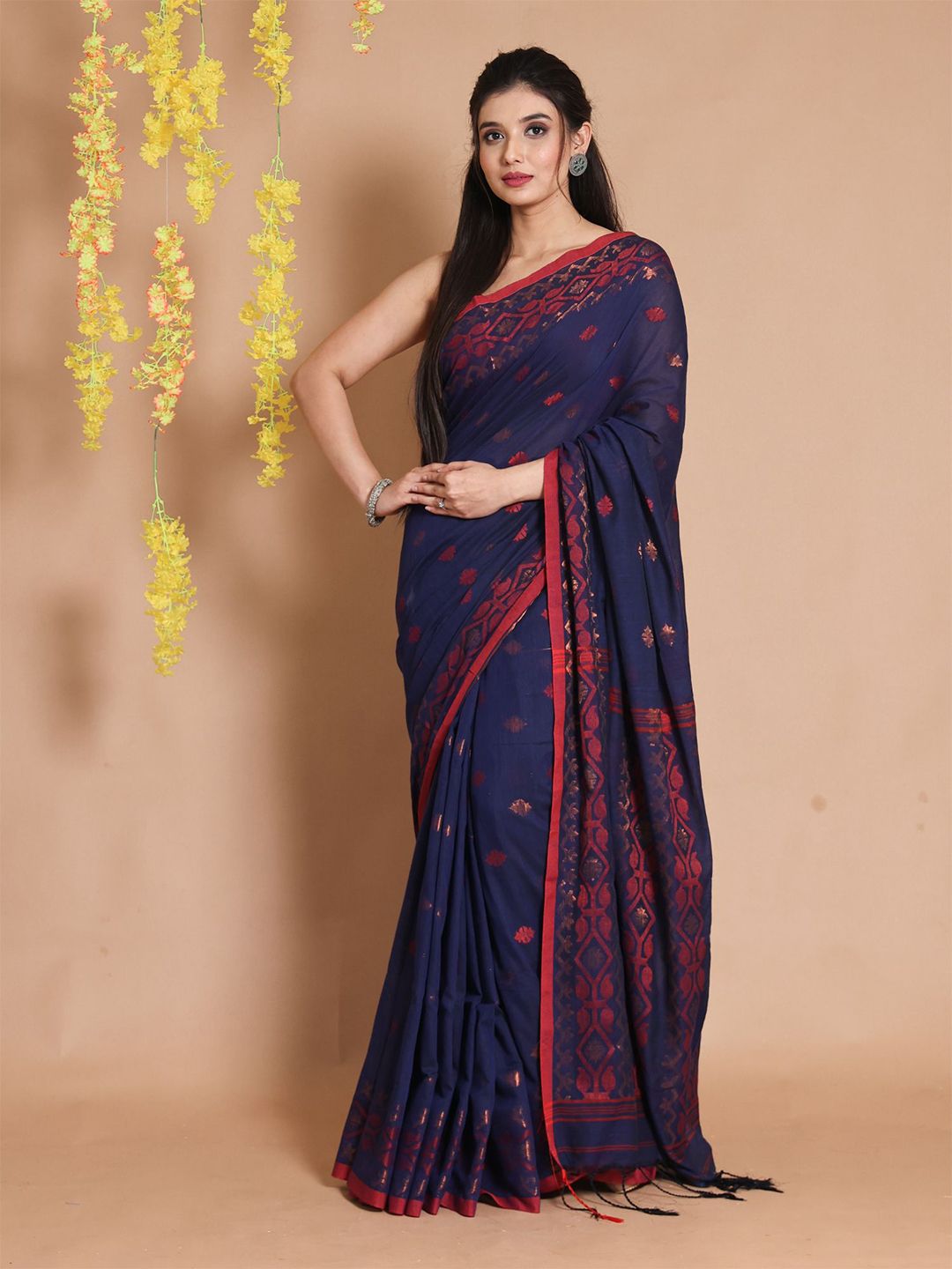 Charukriti  Woven Design Zari Pure Cotton Saree Price in India