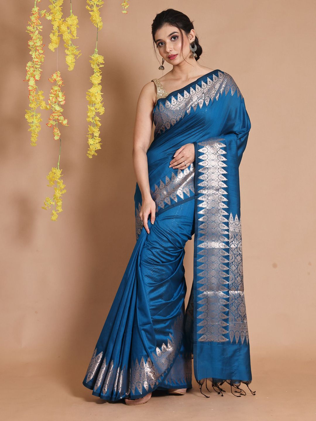 Charukriti  Zari Pure Silk Saree Price in India