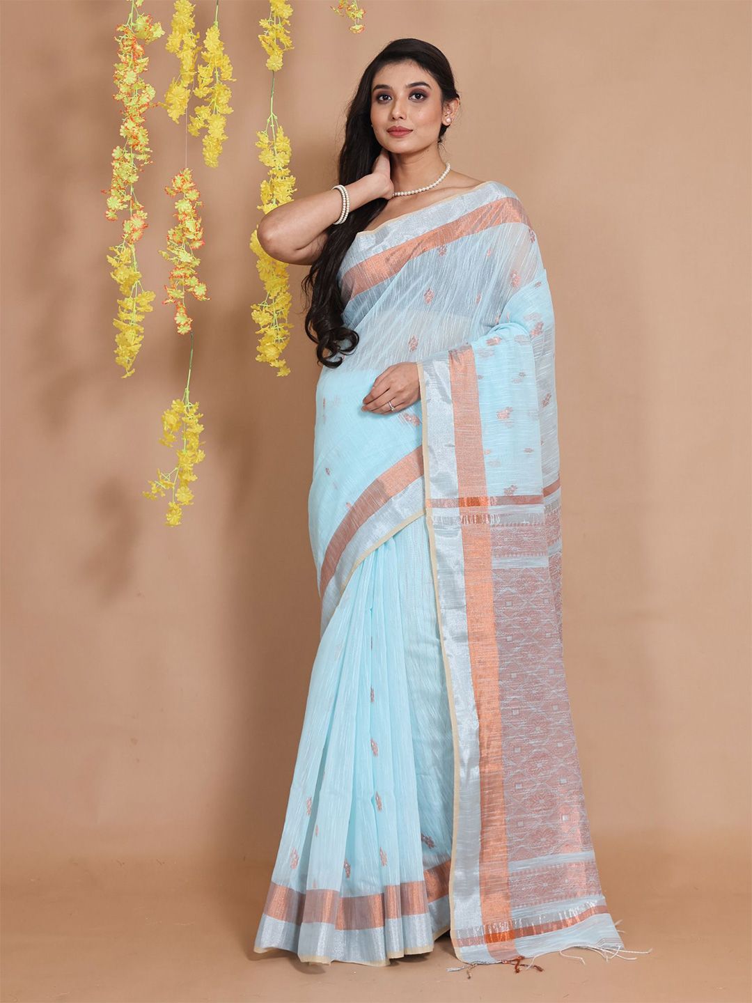 Charukriti Woven Design Zari Pure Cotton Saree Price in India