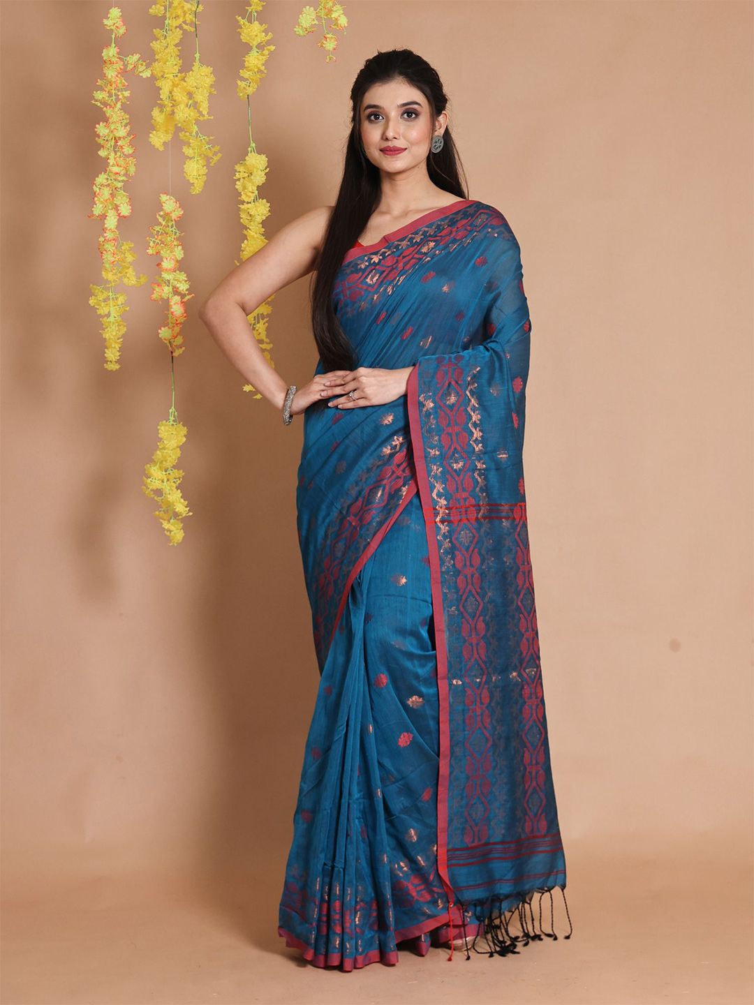 Charukriti Woven Design Zari Pure Cotton Saree Price in India