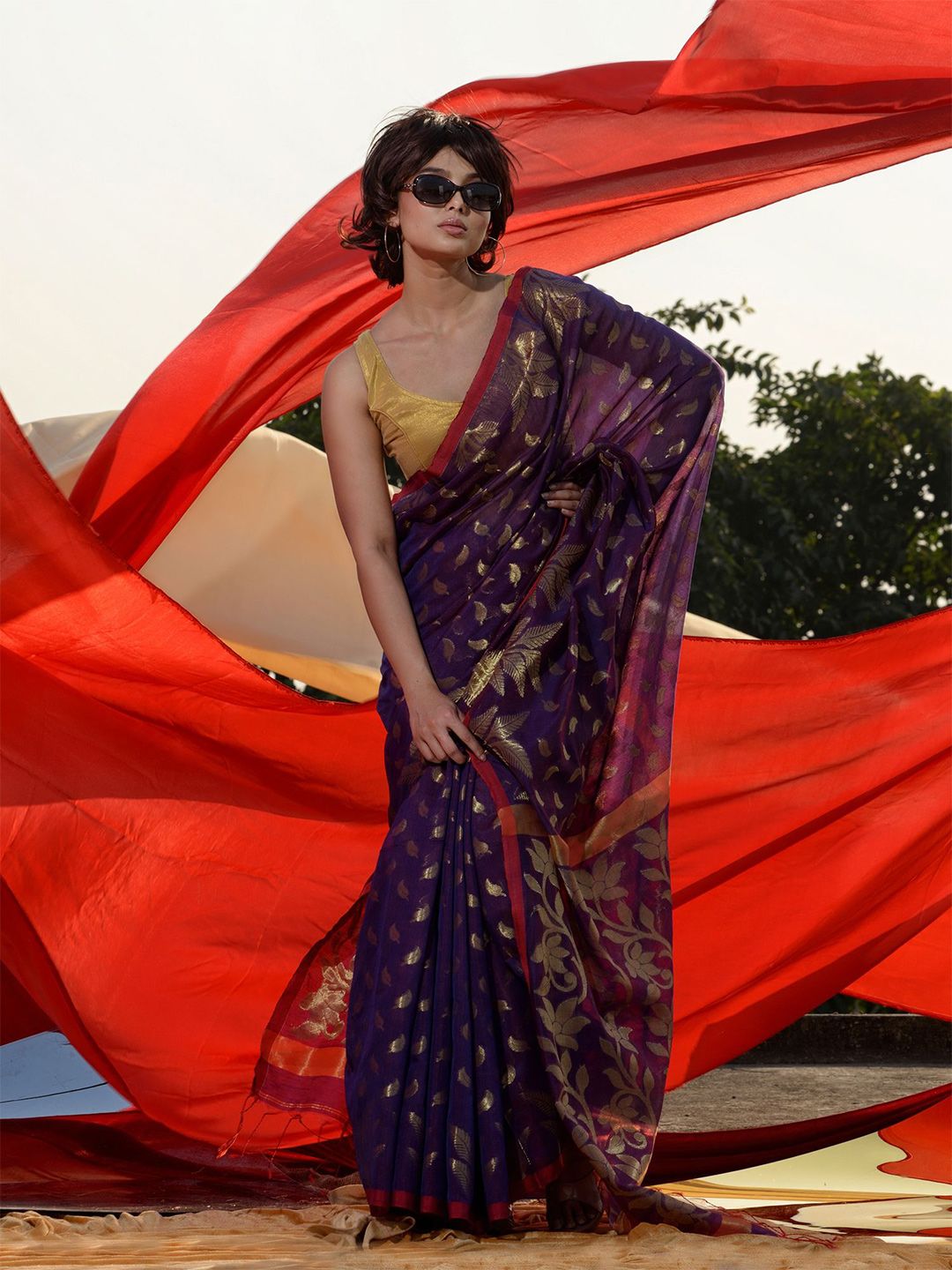 Charukriti Ethnic Motifs Zari Saree Price in India