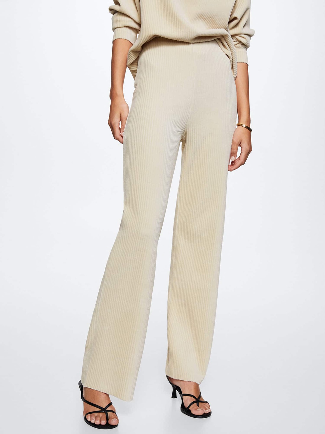 MANGO Women Corduroy  Straight Fit Trousers Price in India