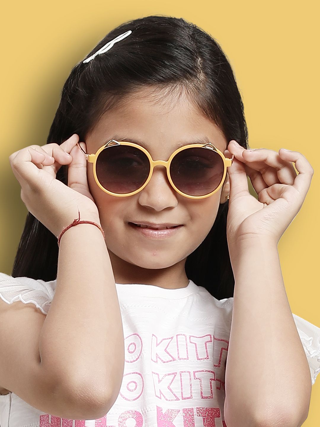 DukieKooky Unisex Kids Brown Lens & Orange Round Sunglasses with UV Protected Lens