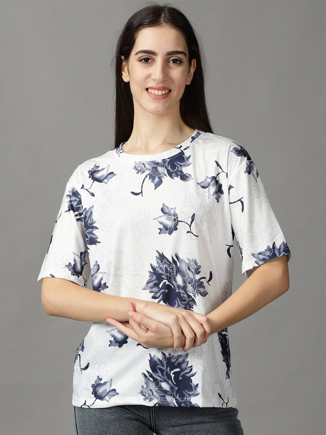 SHOWOFF Floral Print Extended Sleeves Top Price in India