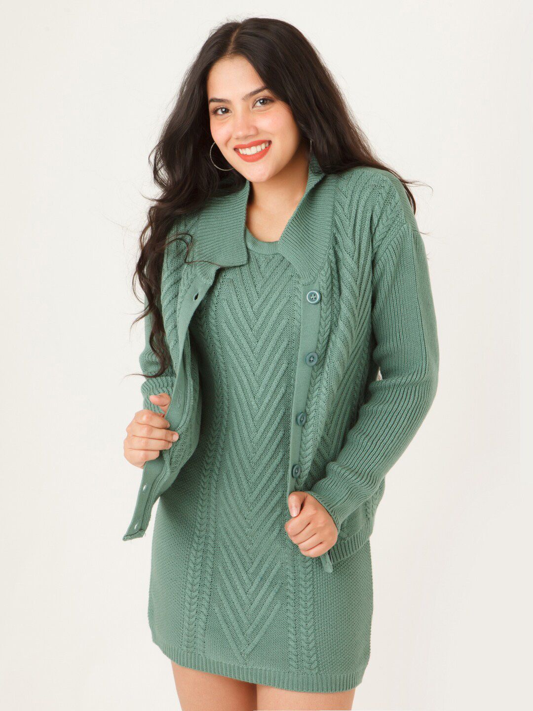 Zink London Green Sweater Dress Price in India