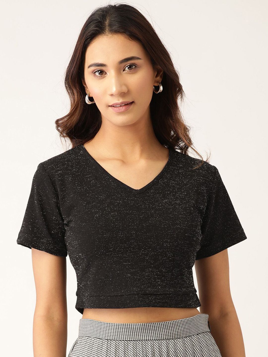 RIVI Black Crop Top Price in India