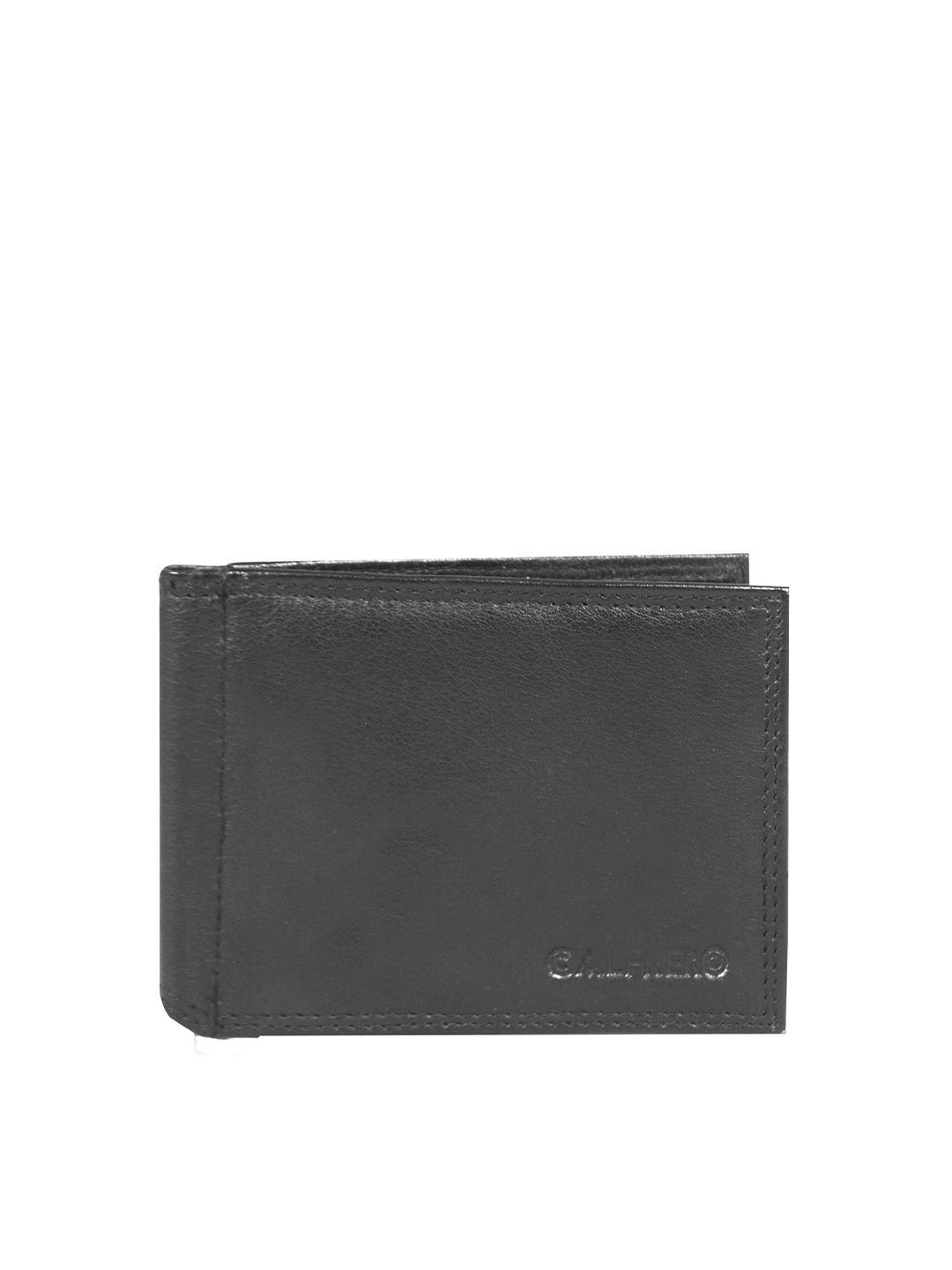 CALFNERO Unisex Black Leather Card Holder