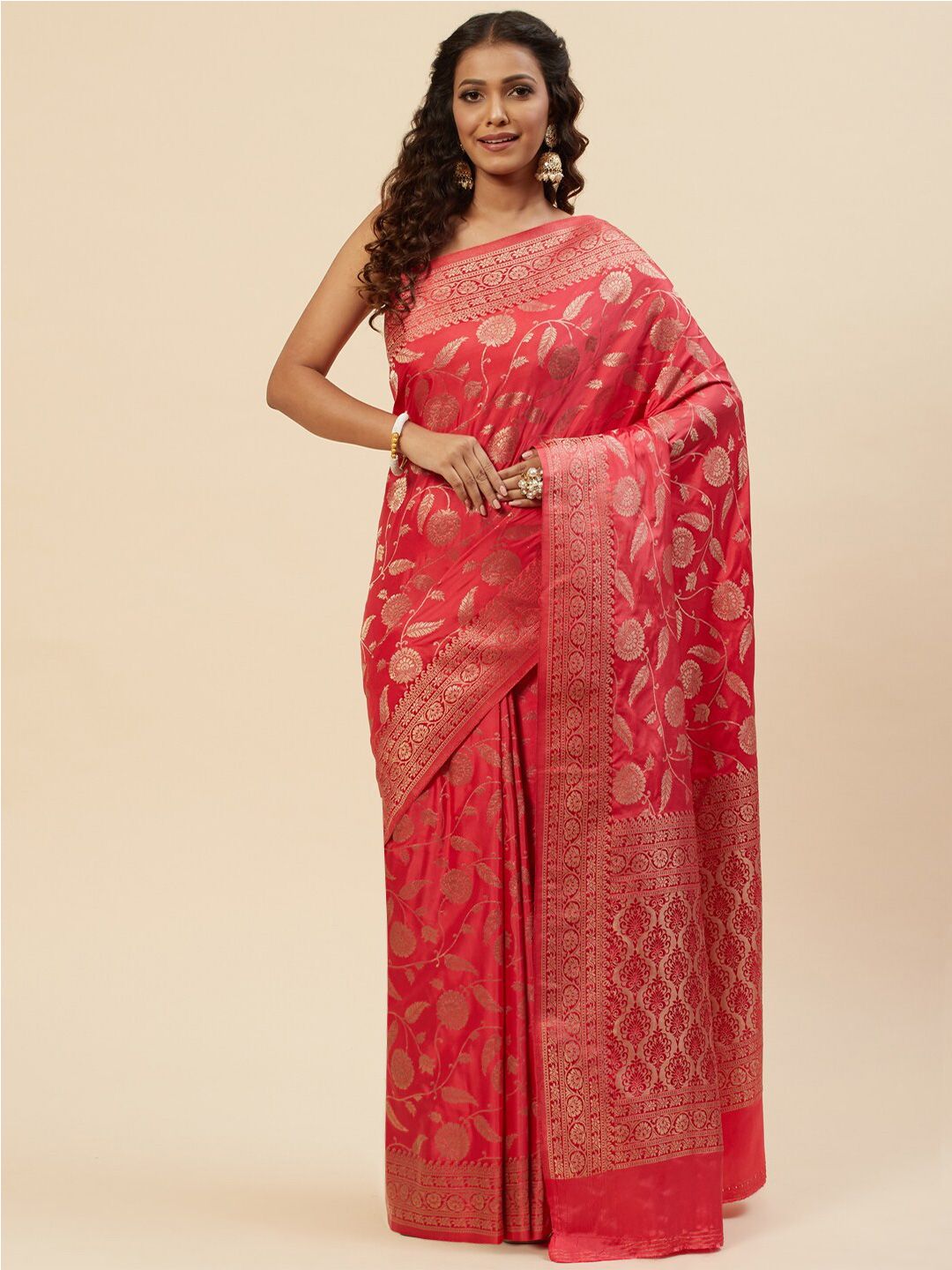 Meena Bazaar Woven Design Zari Art Silk Saree Price in India