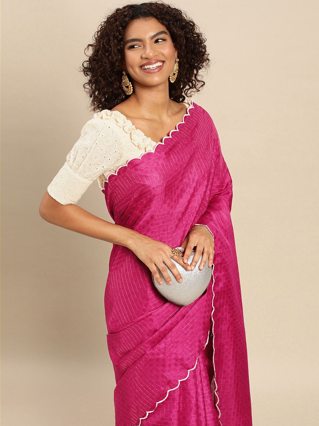 LOOKNBOOK ART Cotton Silk With Arco Work Saree Price in India