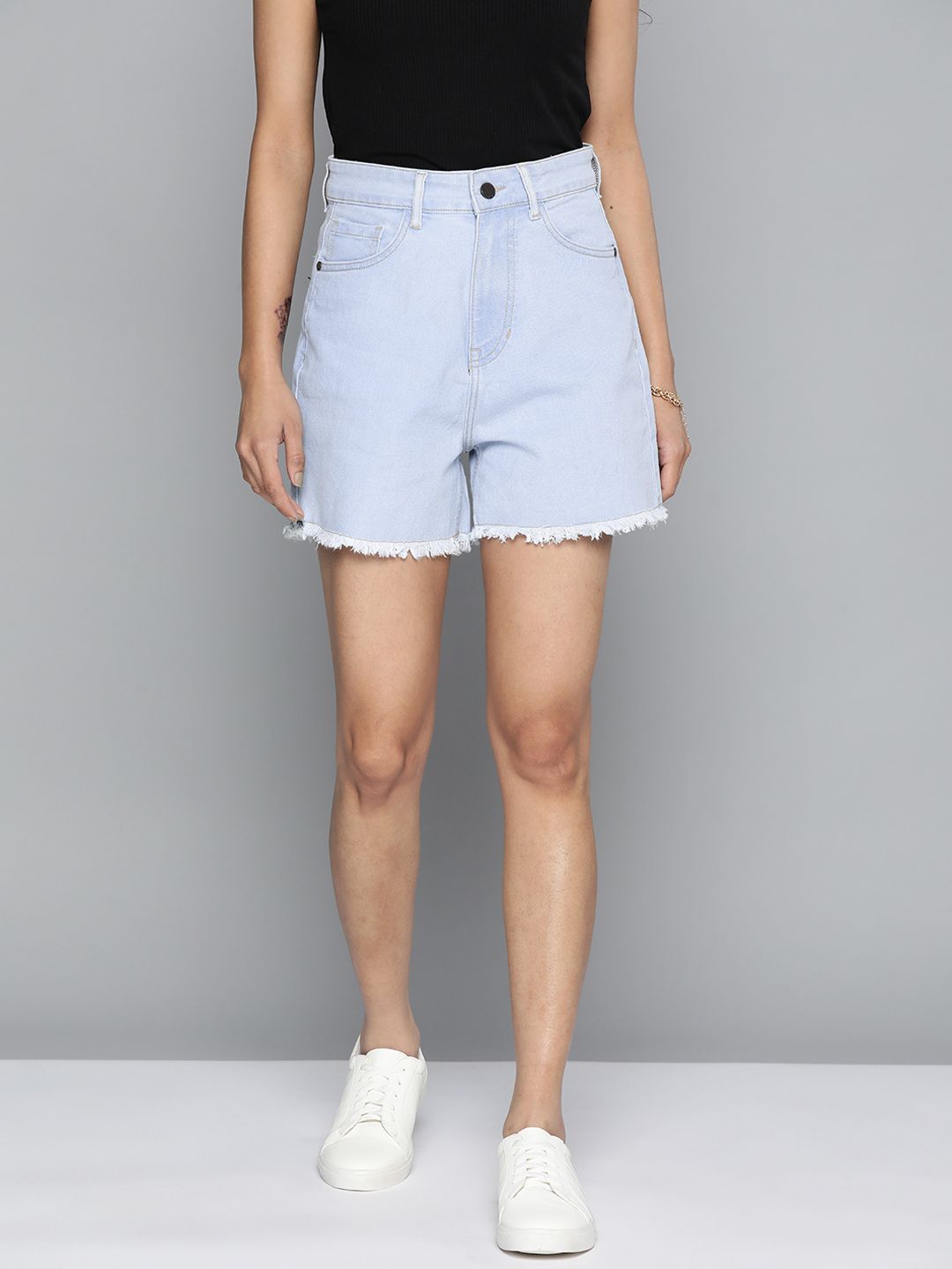 HERE&NOW Women High-Rise Denim Shorts Price in India