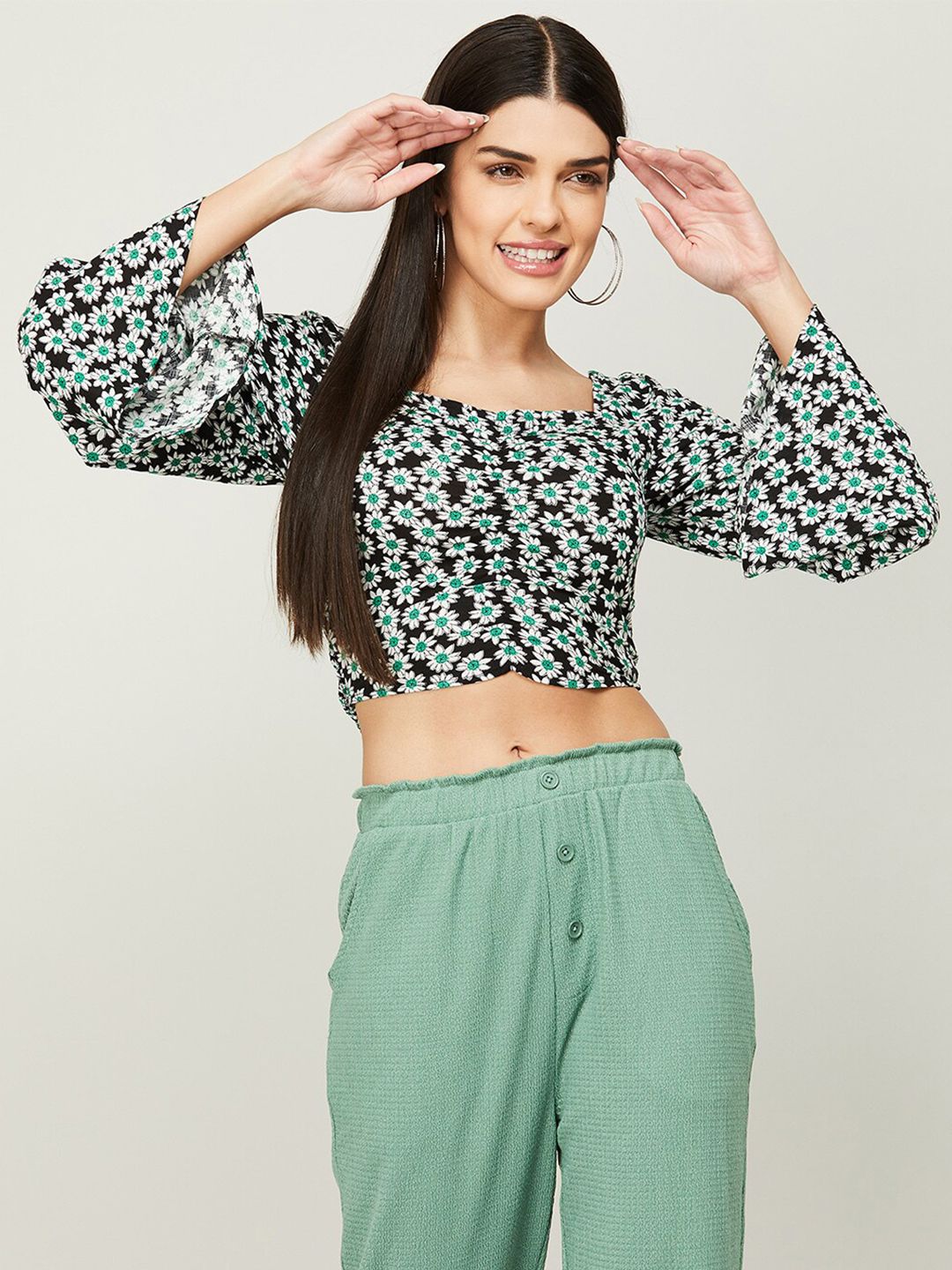Ginger by Lifestyle Floral Print Crop Top Price in India