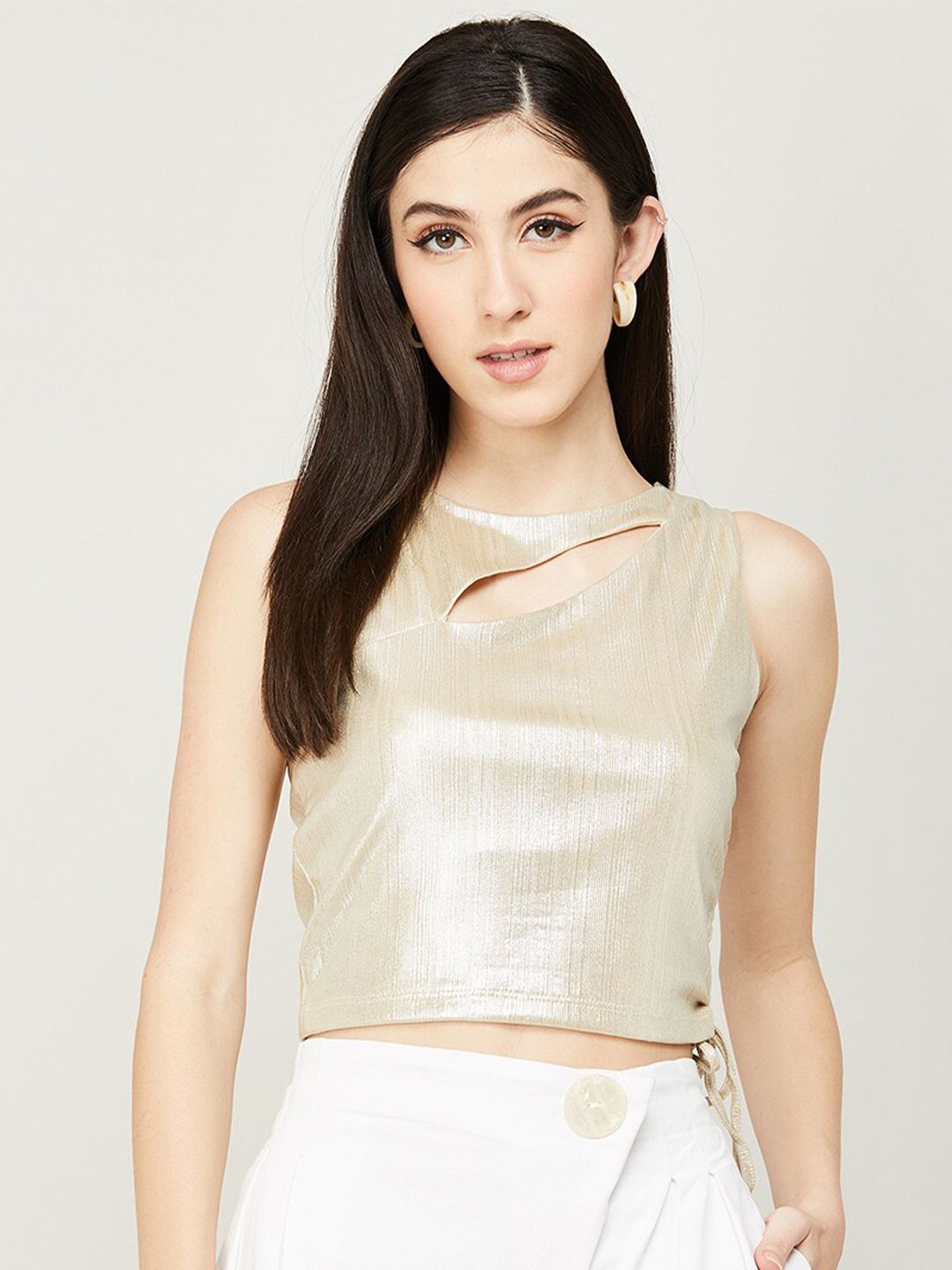 Ginger by Lifestyle Cut Out Crop Top Price in India