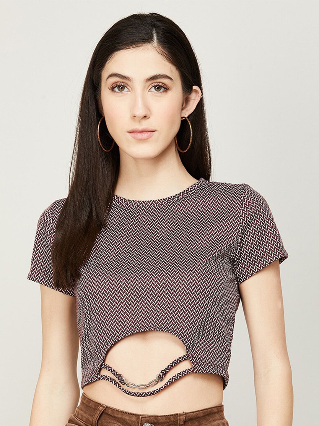 Ginger by Lifestyle Geometric Crop Top Price in India