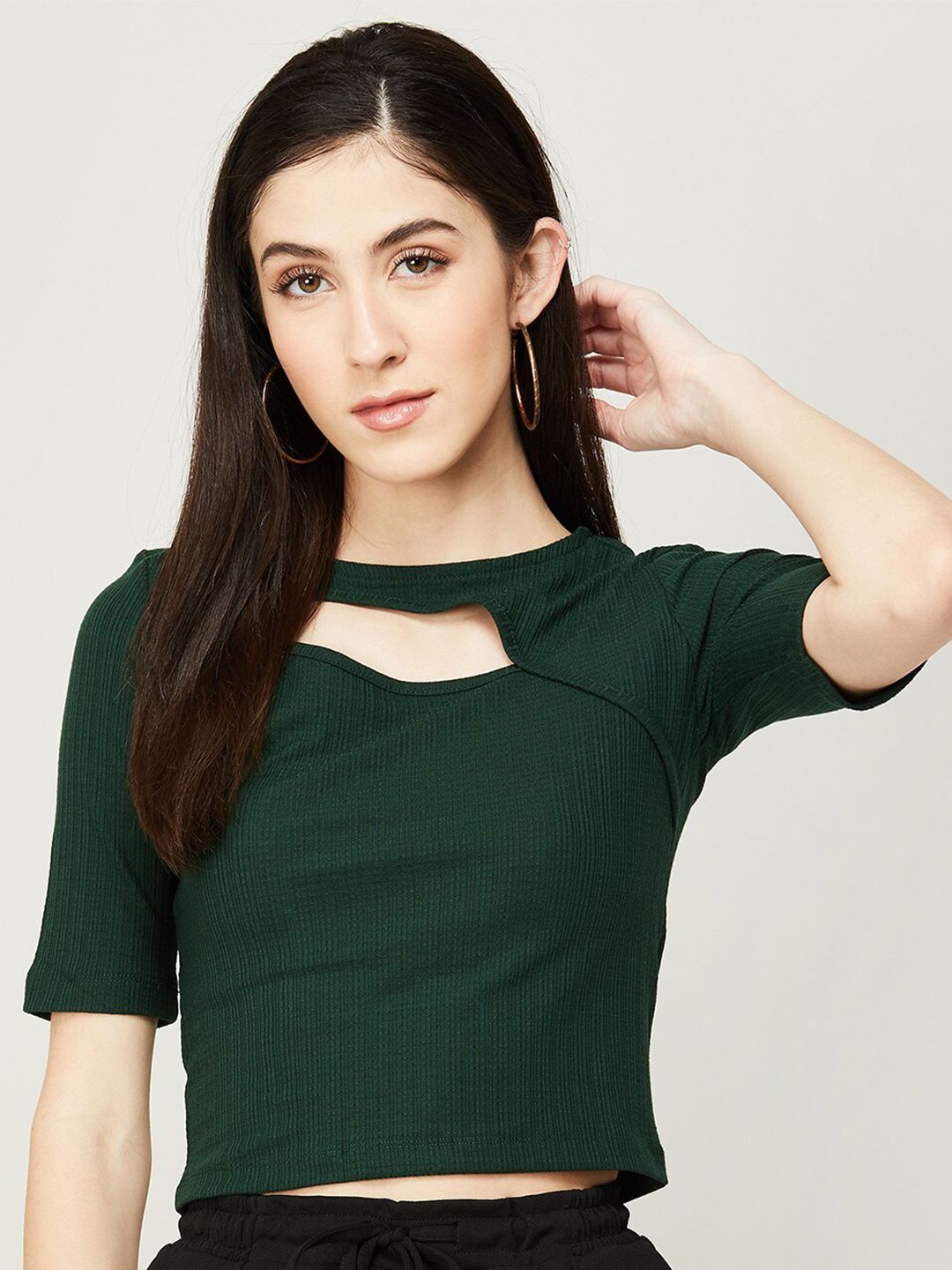 Ginger by Lifestyle Keyhole Neck Crop Top Price in India