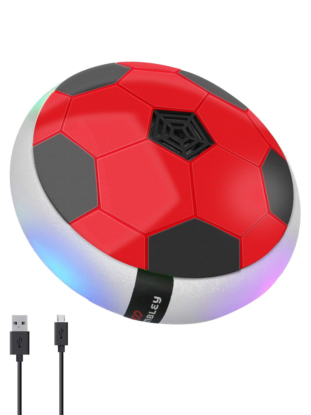 WEMBLEY Kids Hover Football Soccer Disc Pneumatic Indoor Ball Toy with Lights