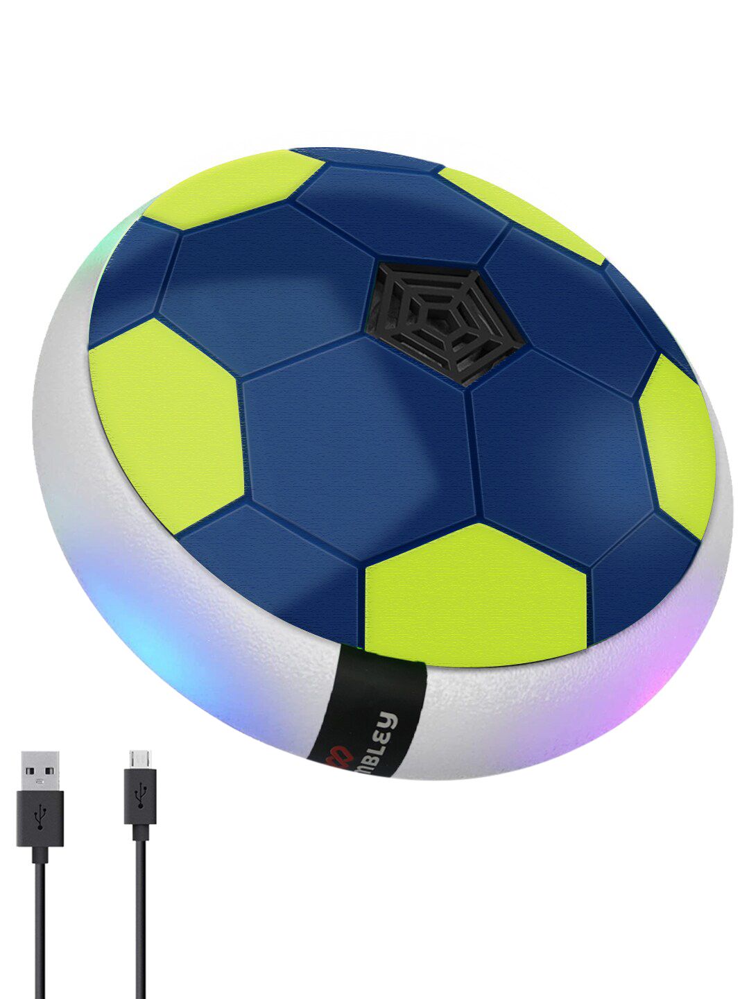 WEMBLEY Blue Hover Football Soccer Disc Pneumatic Indoor Ball Toy with Lights