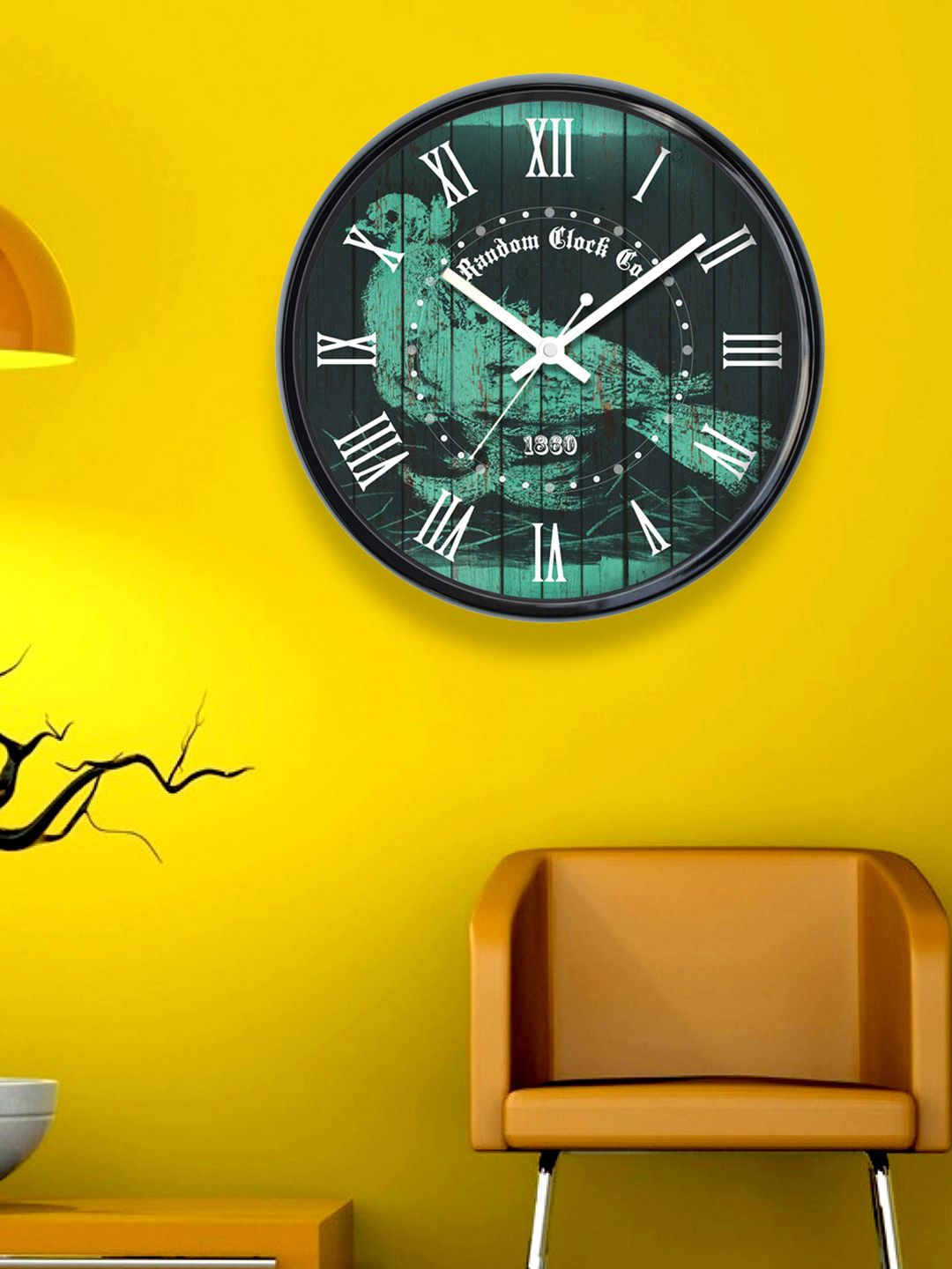 RANDOM Teal Round Printed Analogue Wall Clock Price in India