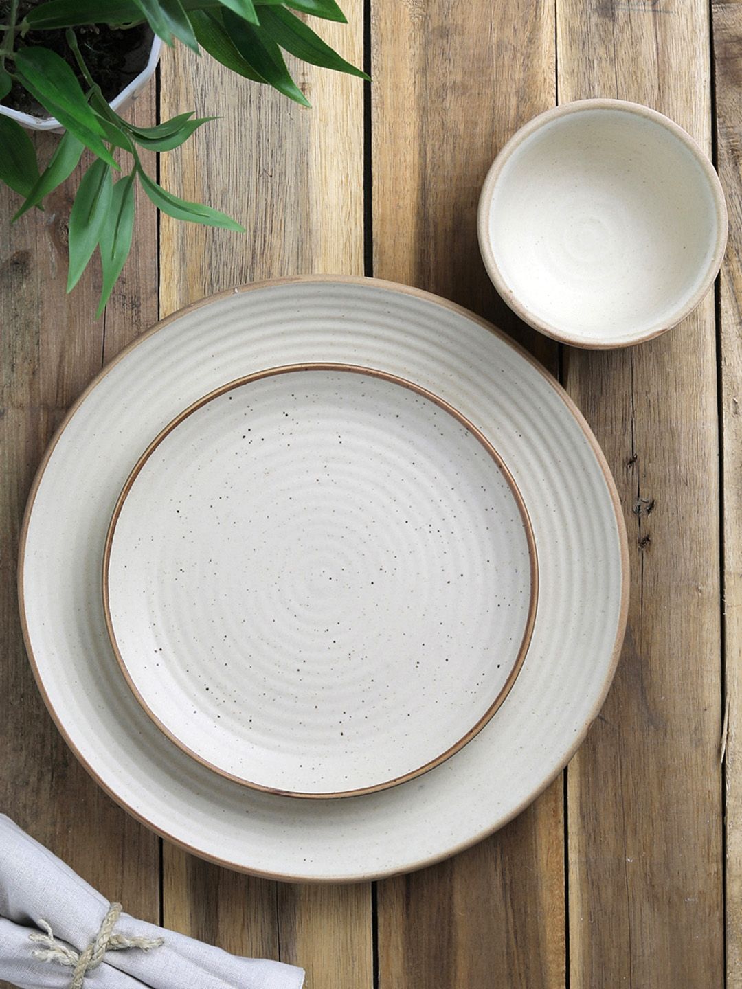 MIAH Decor Set of 12 Off-White Stoneware Dinner Set Price in India