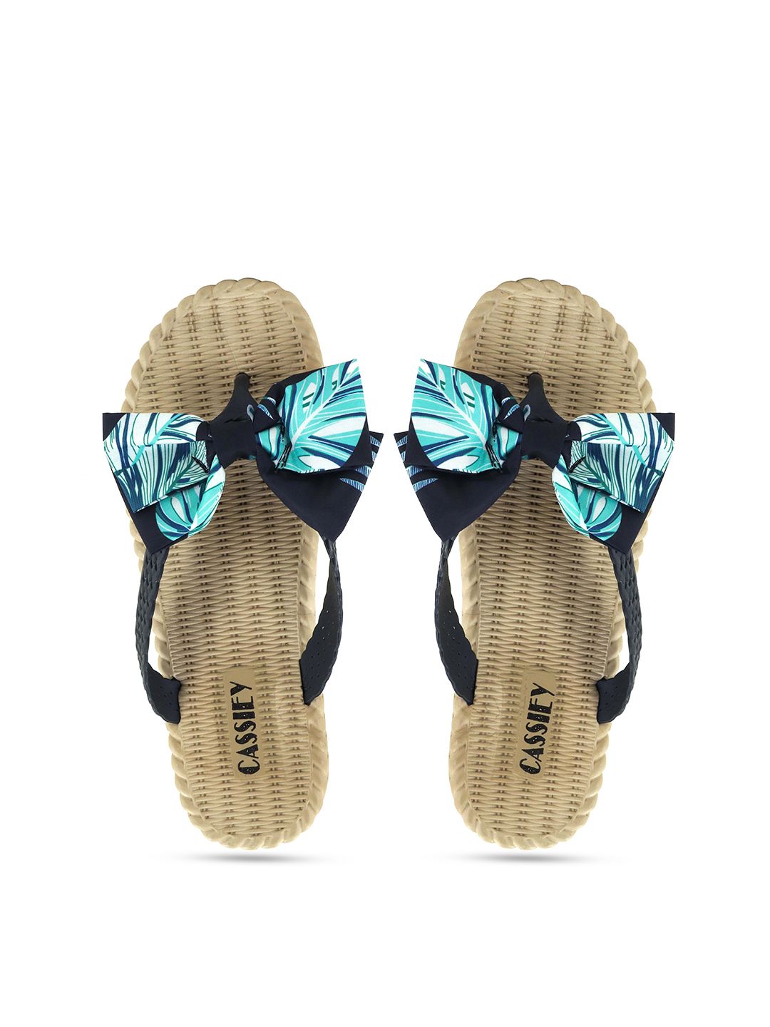 CASSIEY Women Printed Rubber Thong Flip-Flops