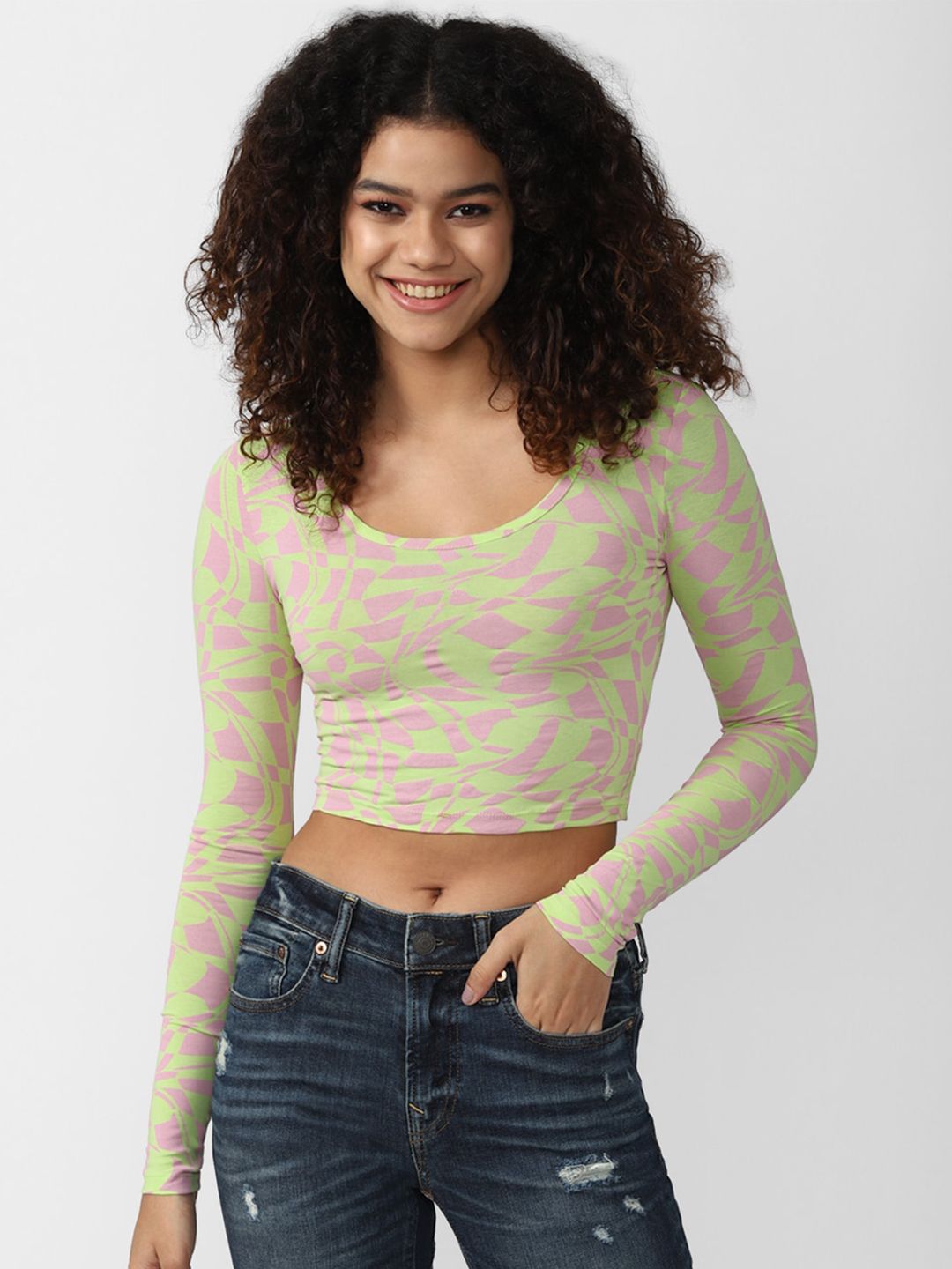 FOREVER 21 Printed Crop Top Price in India