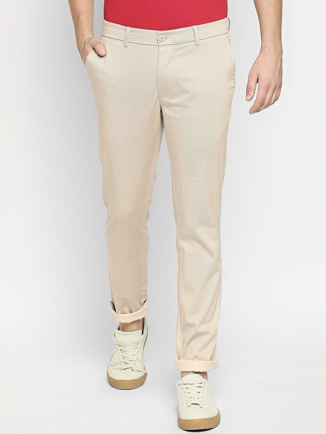 Basics Men Tapered Fit Cotton Trousers