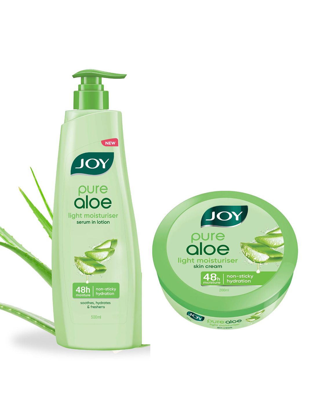 JOY Pure Aloe Multi-Benefit Aloe Vera Body Lotion 500ml & Aloe Vera Skin Cream 200 ml