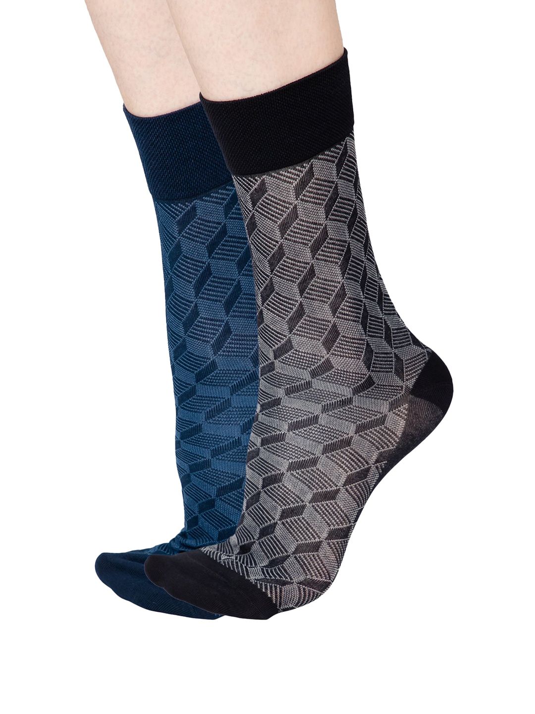 Bodycare Men Pack of 2 Patterned Cotton Above-Ankle Socks